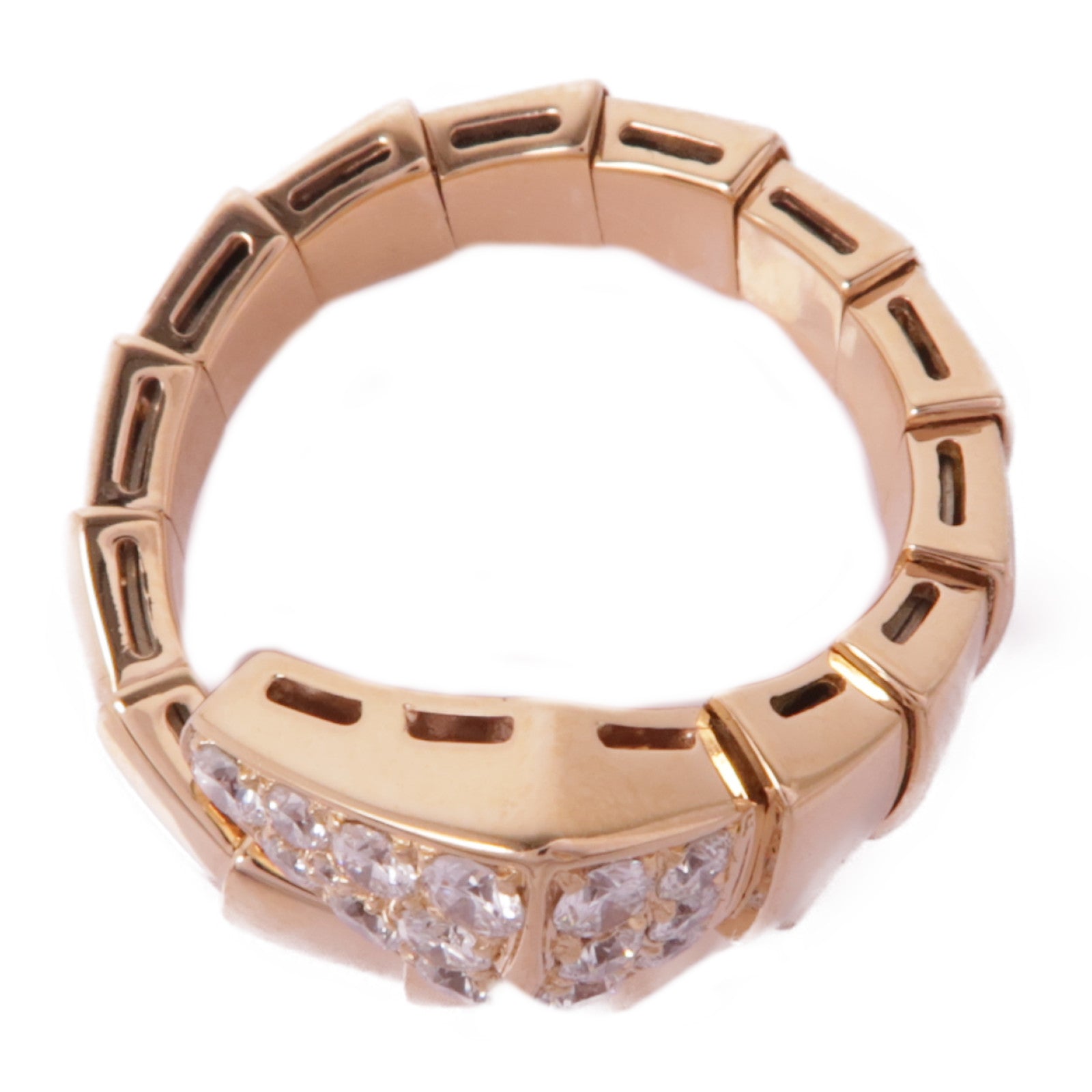 BVLGARI 18K玫瑰金Serpenti Viper Ring鑽石戒指Bvlgari#53/US#6.5