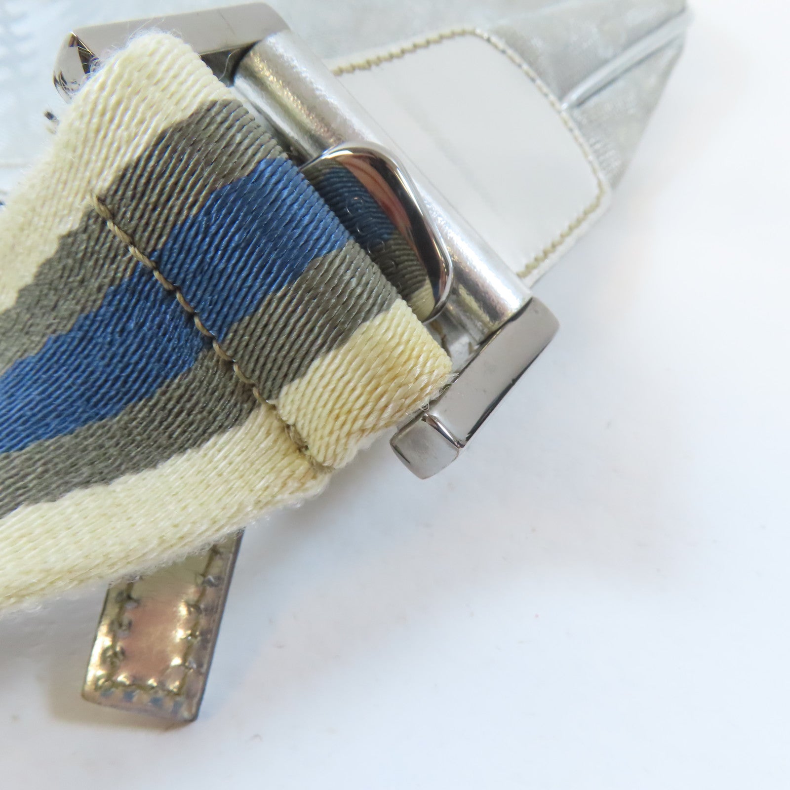 GUCCI 帆布Shoulder Bag銀扣肩背袋銀色