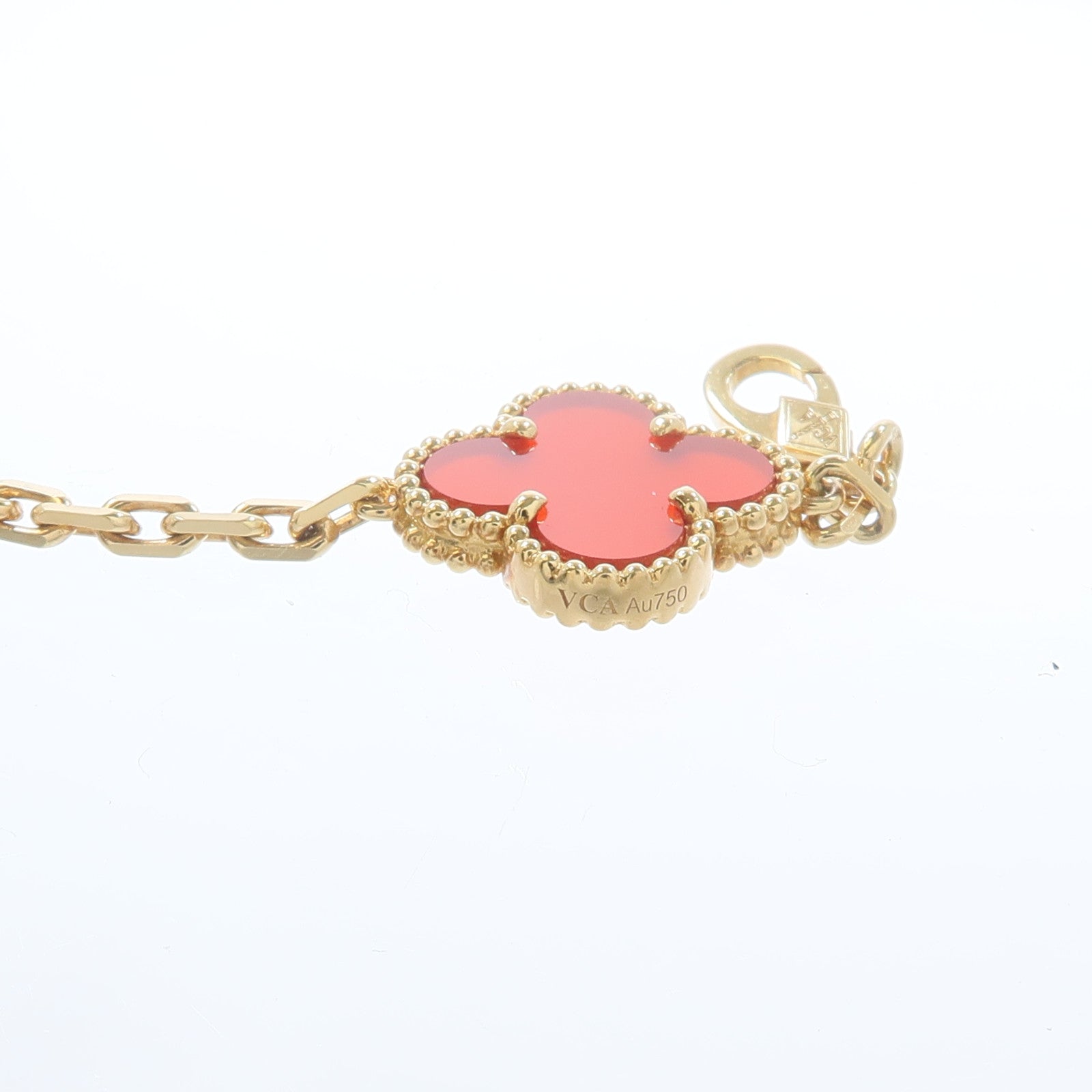 Van Cleef & Arpels 18K黃金Vintages Alhamra Carnelian Bracelets紅玉髓手鏈