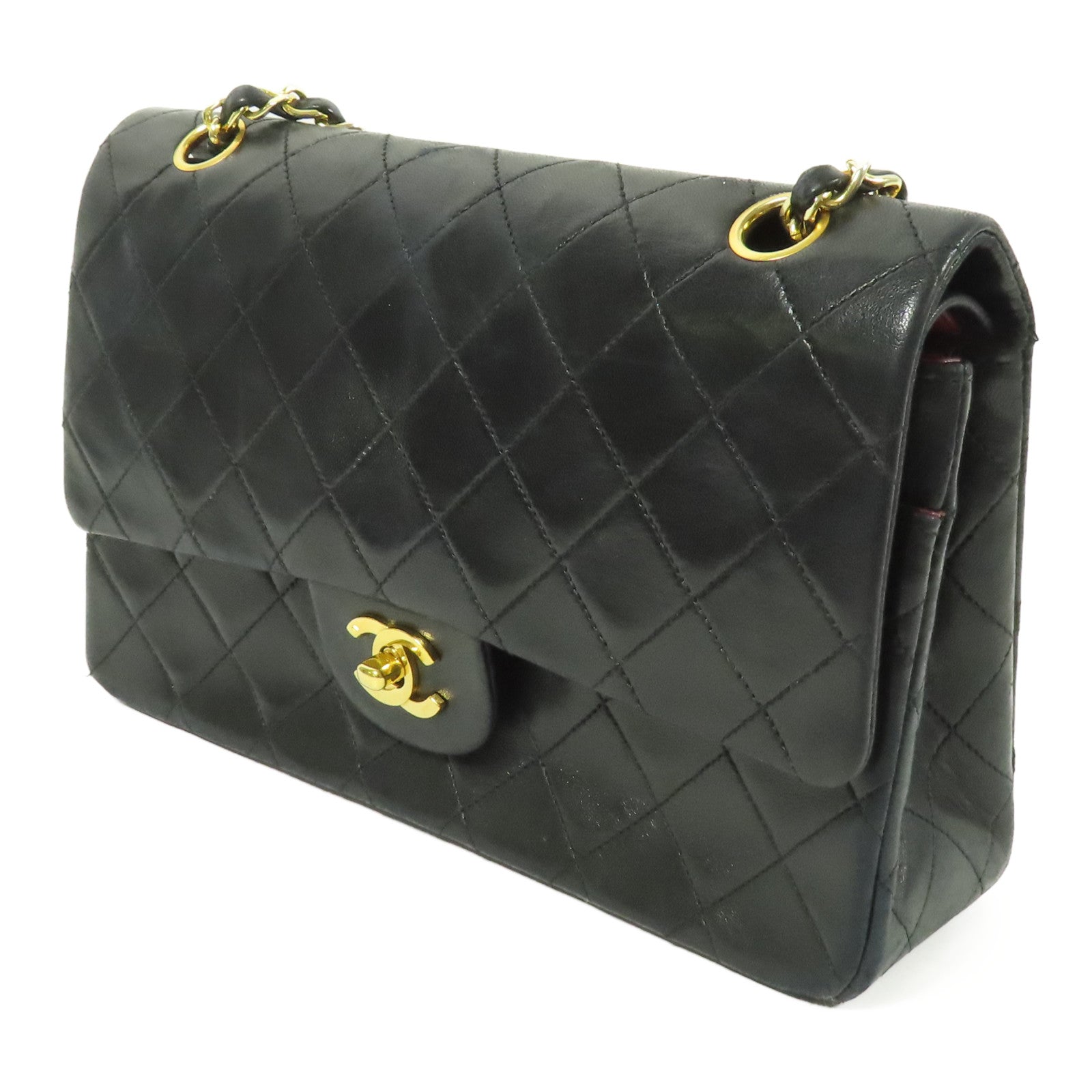 CHANEL 牛皮皮革Vintage Chain Shoulder金扣鏈帶肩背袋