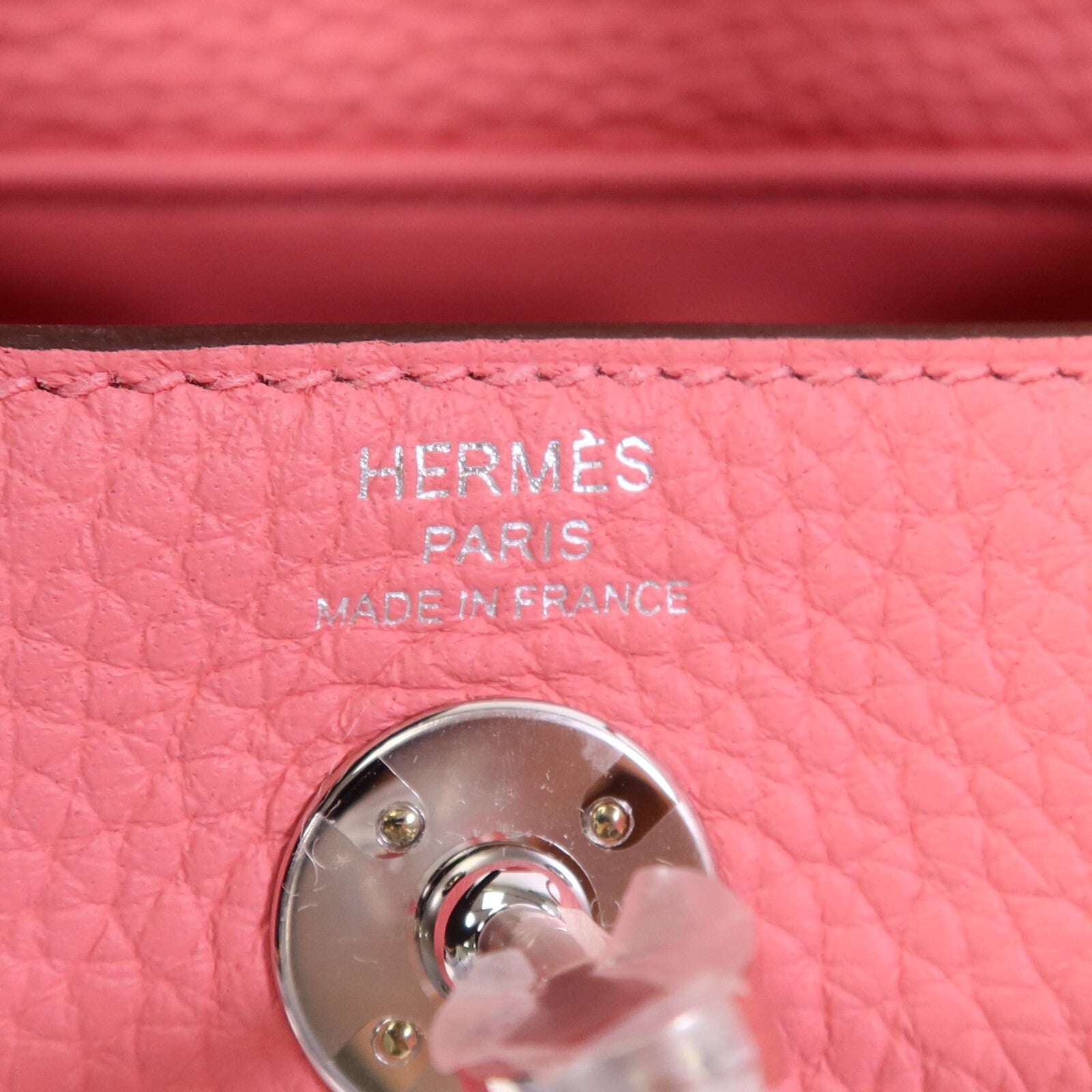HERMES Clemence皮革Mini Lindy金扣手挽肩背兩用袋Rose Azalee