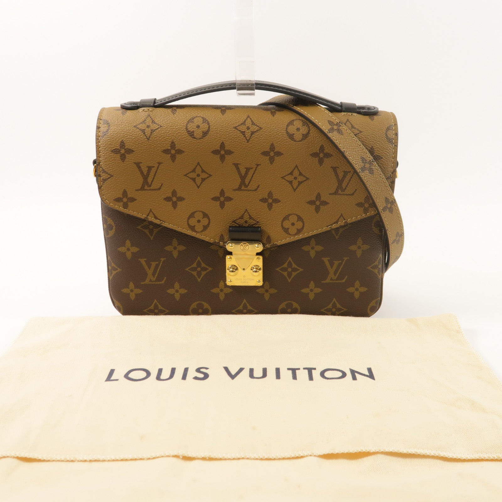 LOUIS VUITTON Monogram Reverse Pochette Metis金扣手挽肩背兩用袋