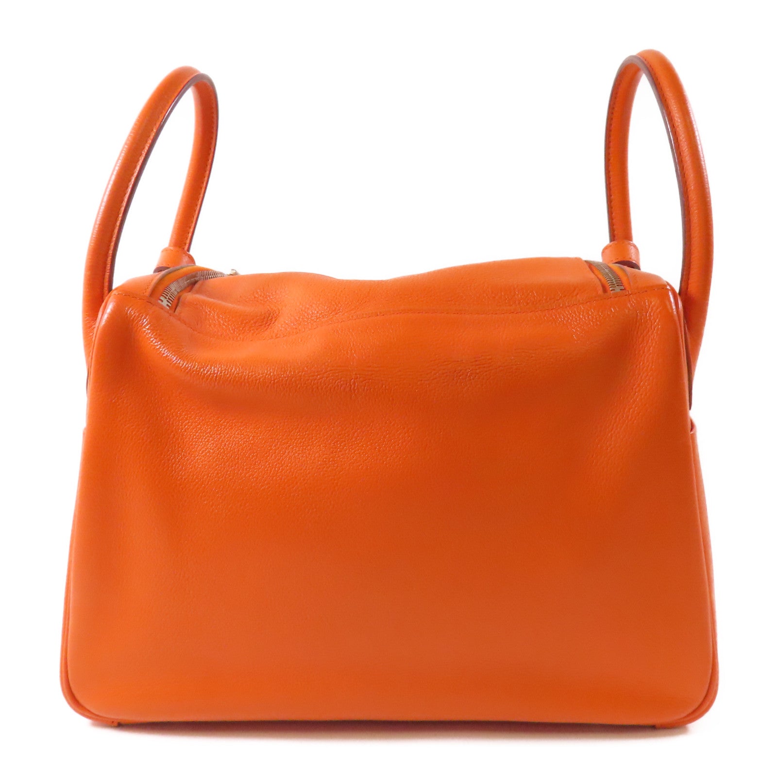 HERMES Evercolor皮革Lindy 30銀扣手挽肩背兩用袋93 Orange