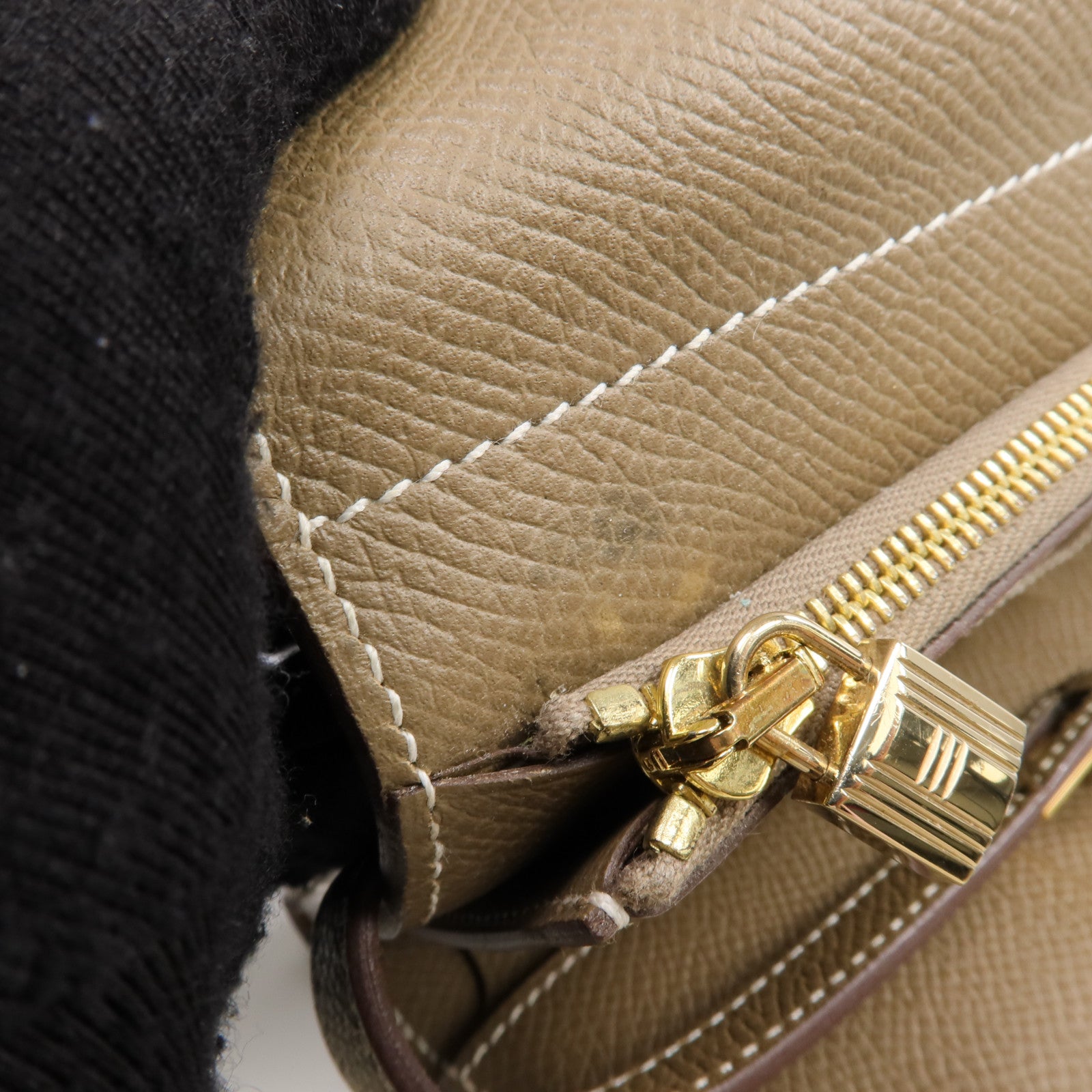 HERMES 【激減優惠】Epsom皮革Kelly Short Wallet金扣長錢包Etoupe