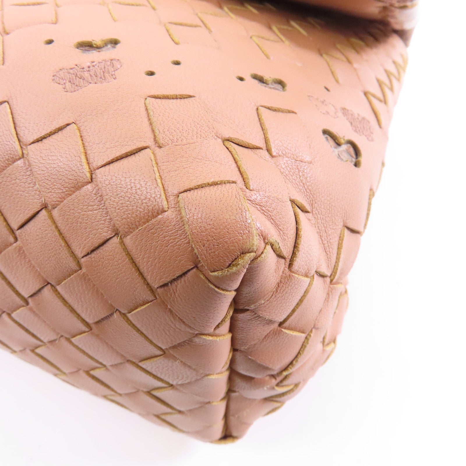 BOTTEGA VENETA 【激減優惠】織紋皮革/蛇皮皮革Chain Shoulder Bag鏈帶肩背袋杏色
