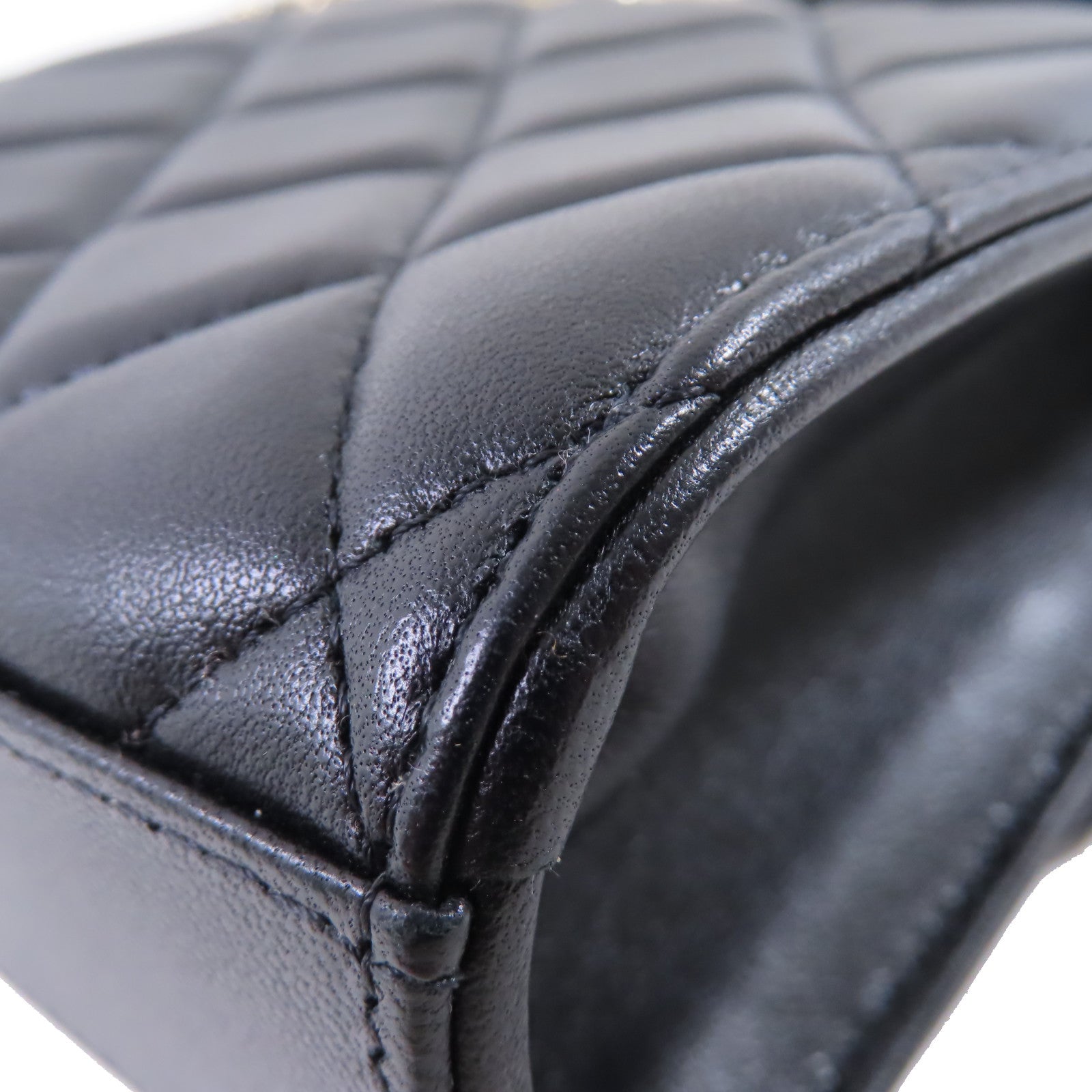 CHANEL 羊皮皮革Chain Shoulder Bag金扣鏈帶肩背袋黑色