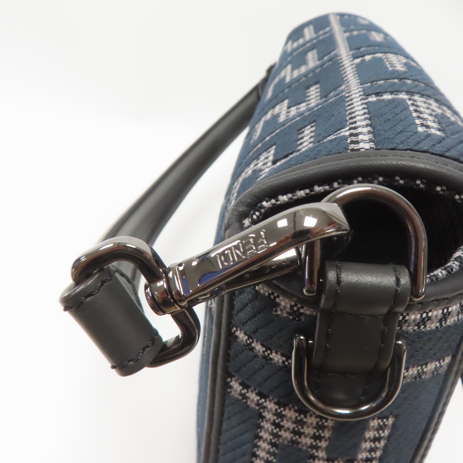FENDI 帆布/牛皮皮革2 Way Shoulder銀扣手挽肩背兩用袋灰色