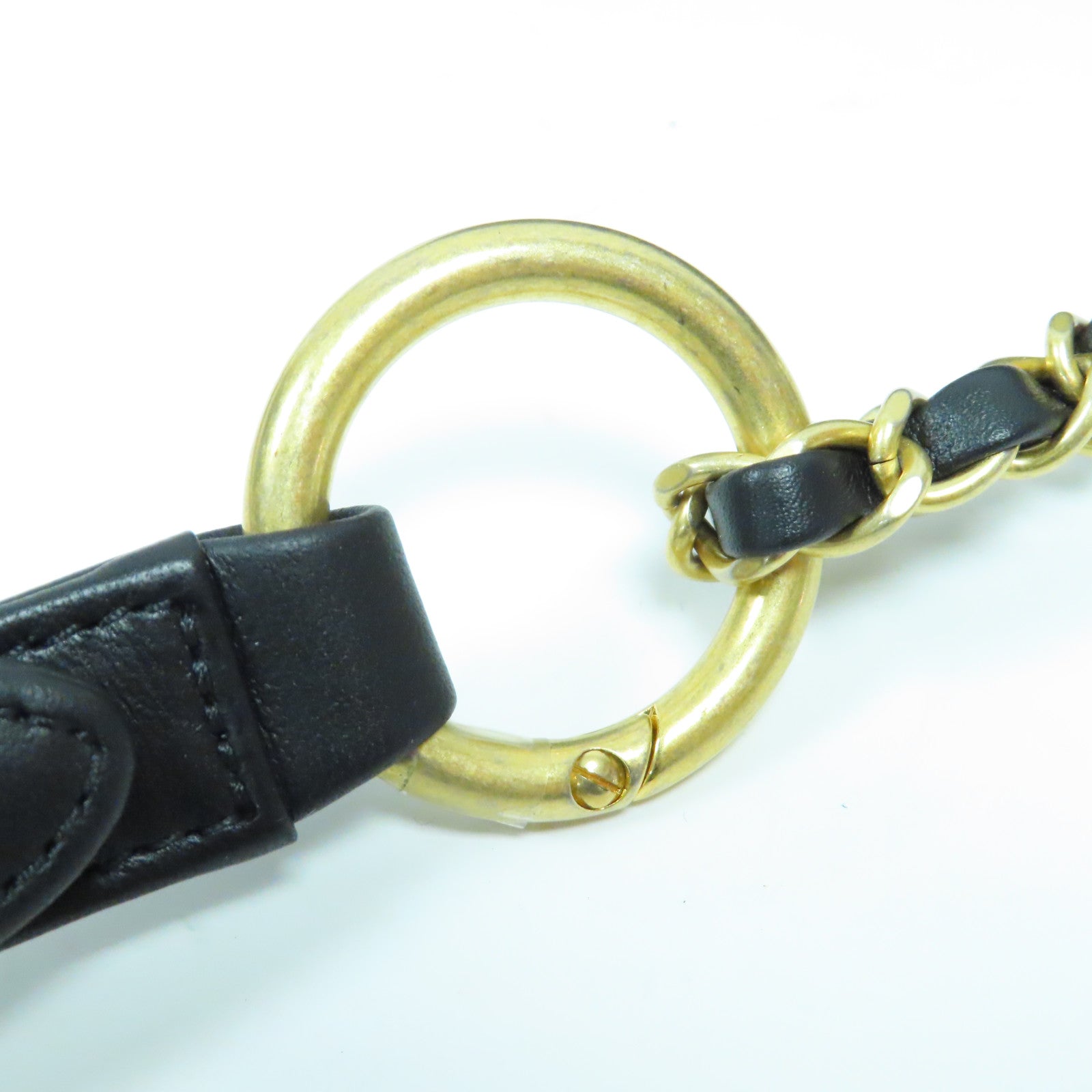 CHANEL 菱格羊皮皮革Waist Bag金扣鏈帶腰包黑色