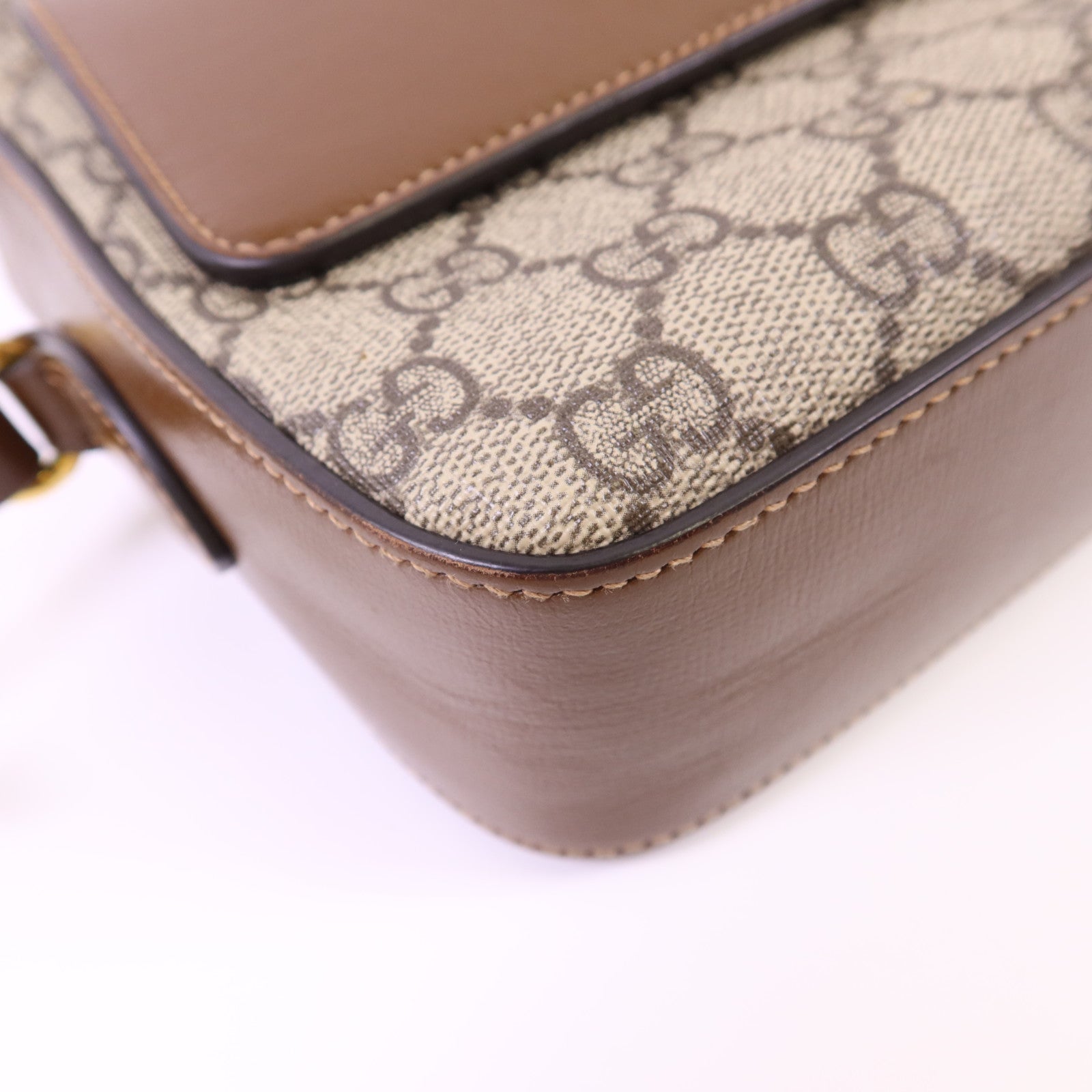 GUCCI 塗層帆布Horsebit 1955 Shoulder Bag金扣肩背袋