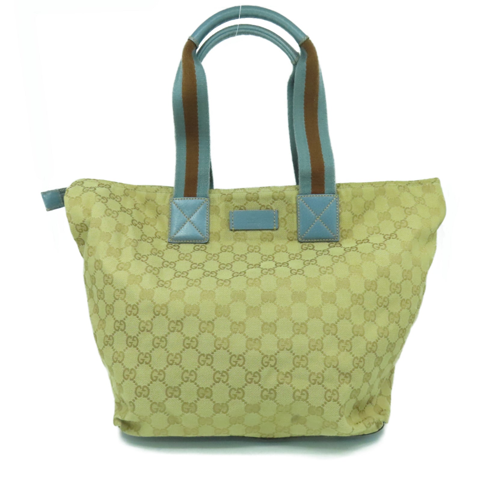 GUCCI 【清倉大減價】帆布Shoulder Bag銀扣肩背袋粉藍色/啡色