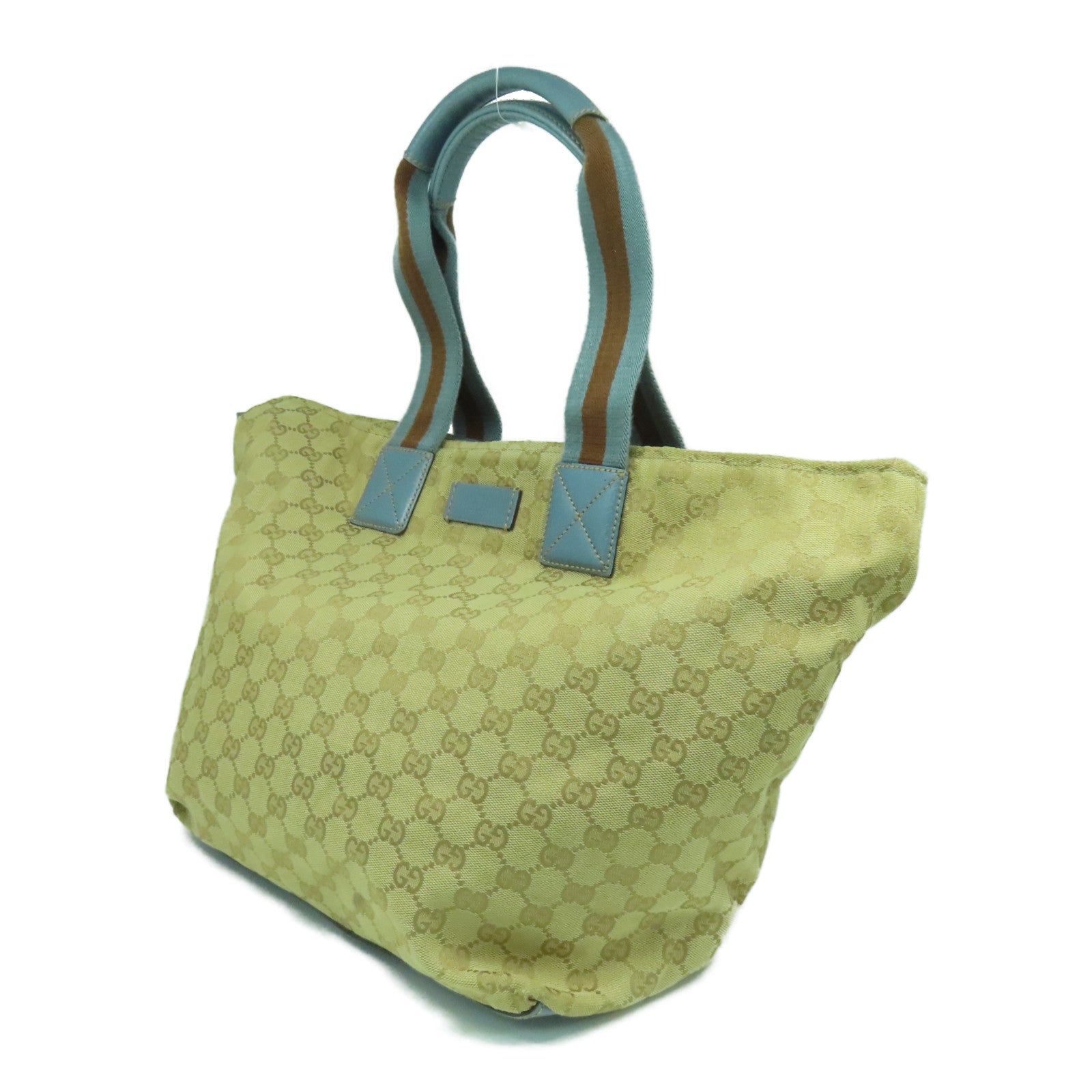 GUCCI 【清倉大減價】帆布Shoulder Bag銀扣肩背袋粉藍色/啡色