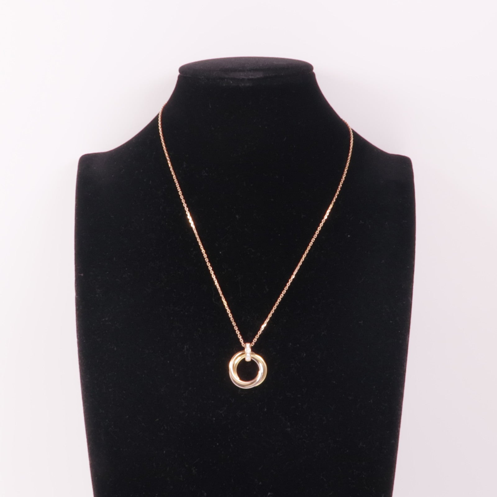 CARTIER 18K黃金/白金/玫瑰金Trinity Necklace 5P Diamond鑽石項鍊