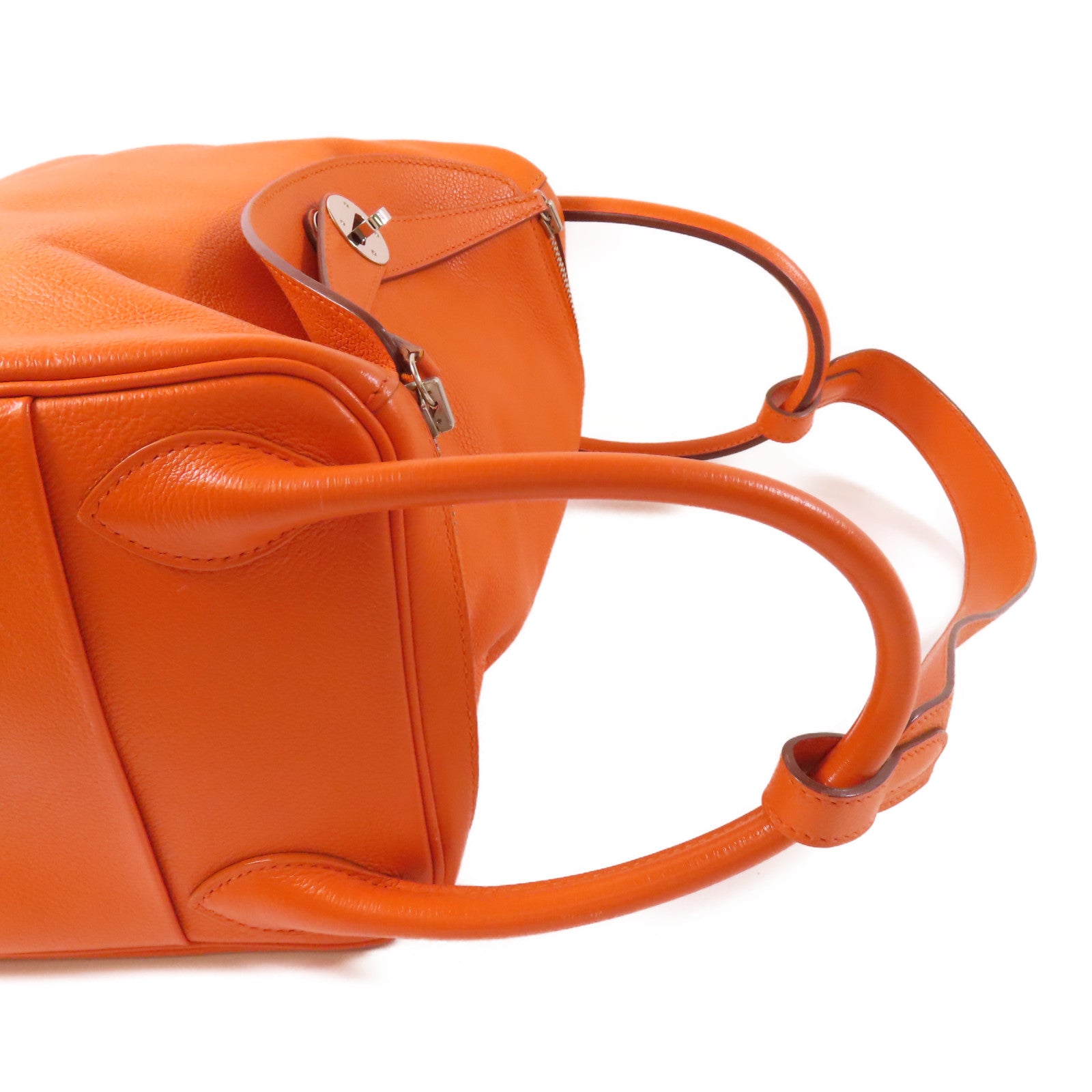 HERMES Evercolor皮革Lindy 30銀扣手挽肩背兩用袋93 Orange