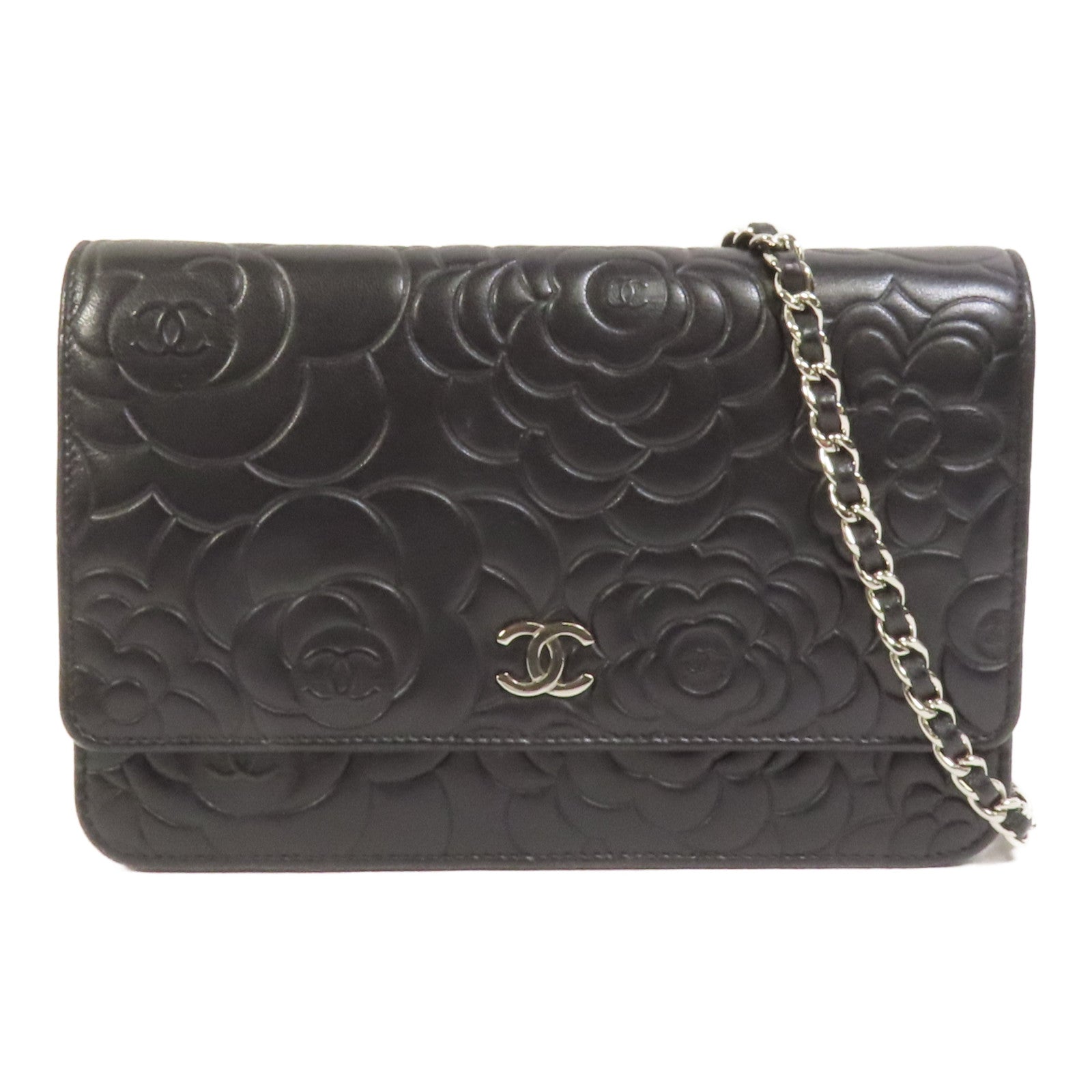 CHANEL 羊皮皮革WOC Wallet On Chain銀扣鏈帶肩背袋