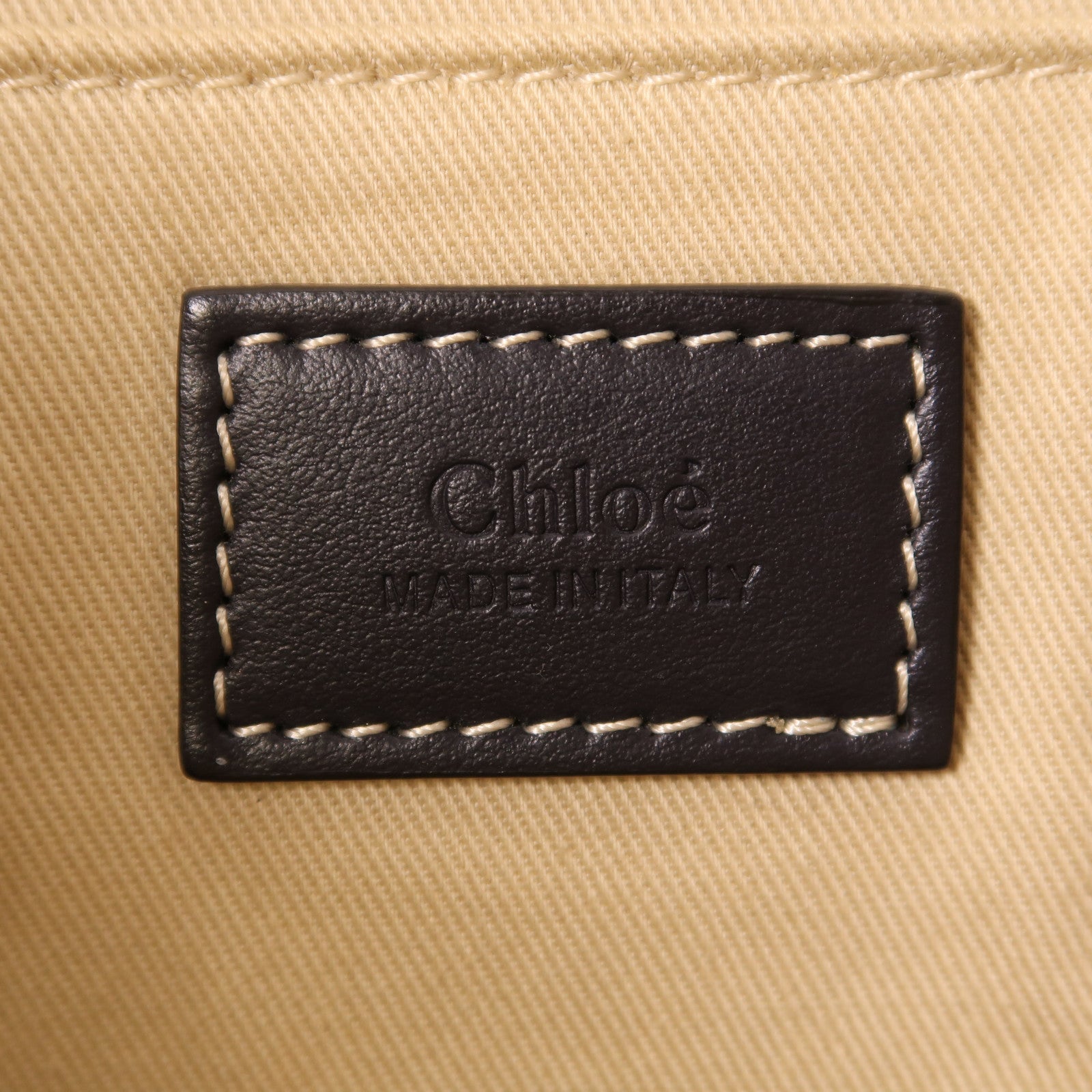 Chloe Large Woody Handbag Canvas Beige/Navy