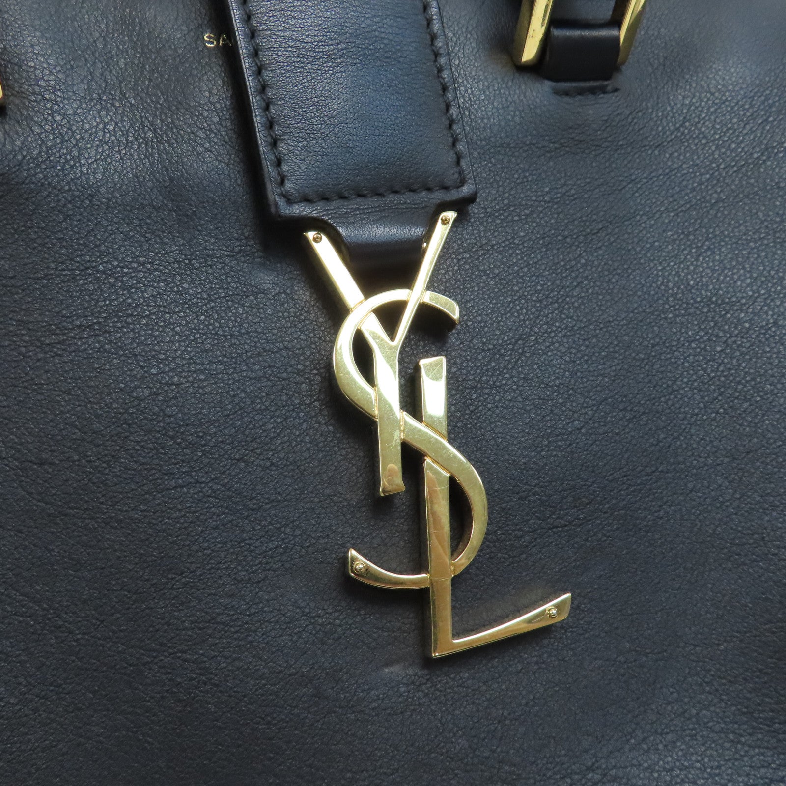 SAINT LAURENT 牛皮皮革2 Way Shoulder金扣手挽肩背兩用袋黑色