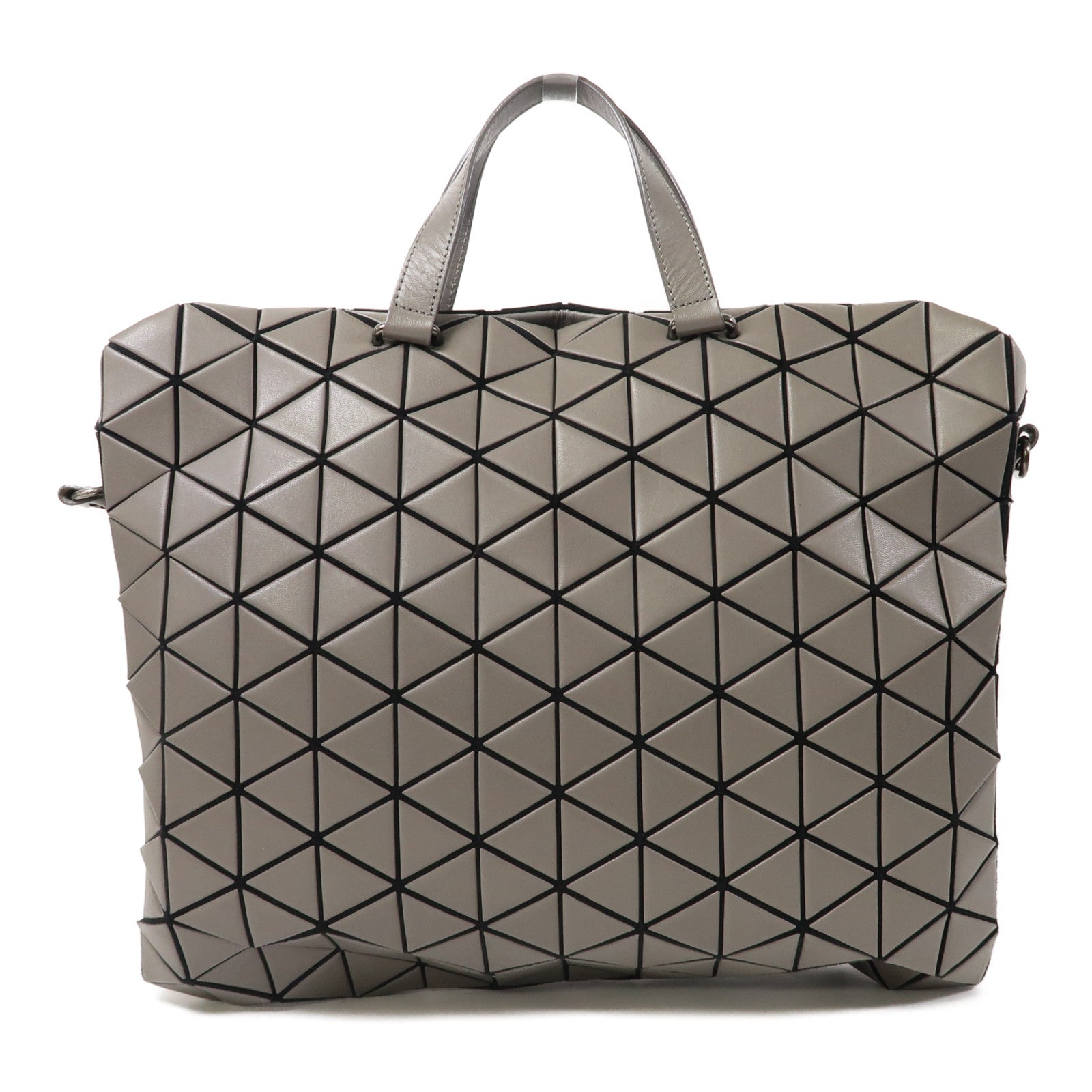 HOMME PLISSE ISSEY MIYAKE PVC Bao Bao黑扣手挽肩背兩用袋灰色