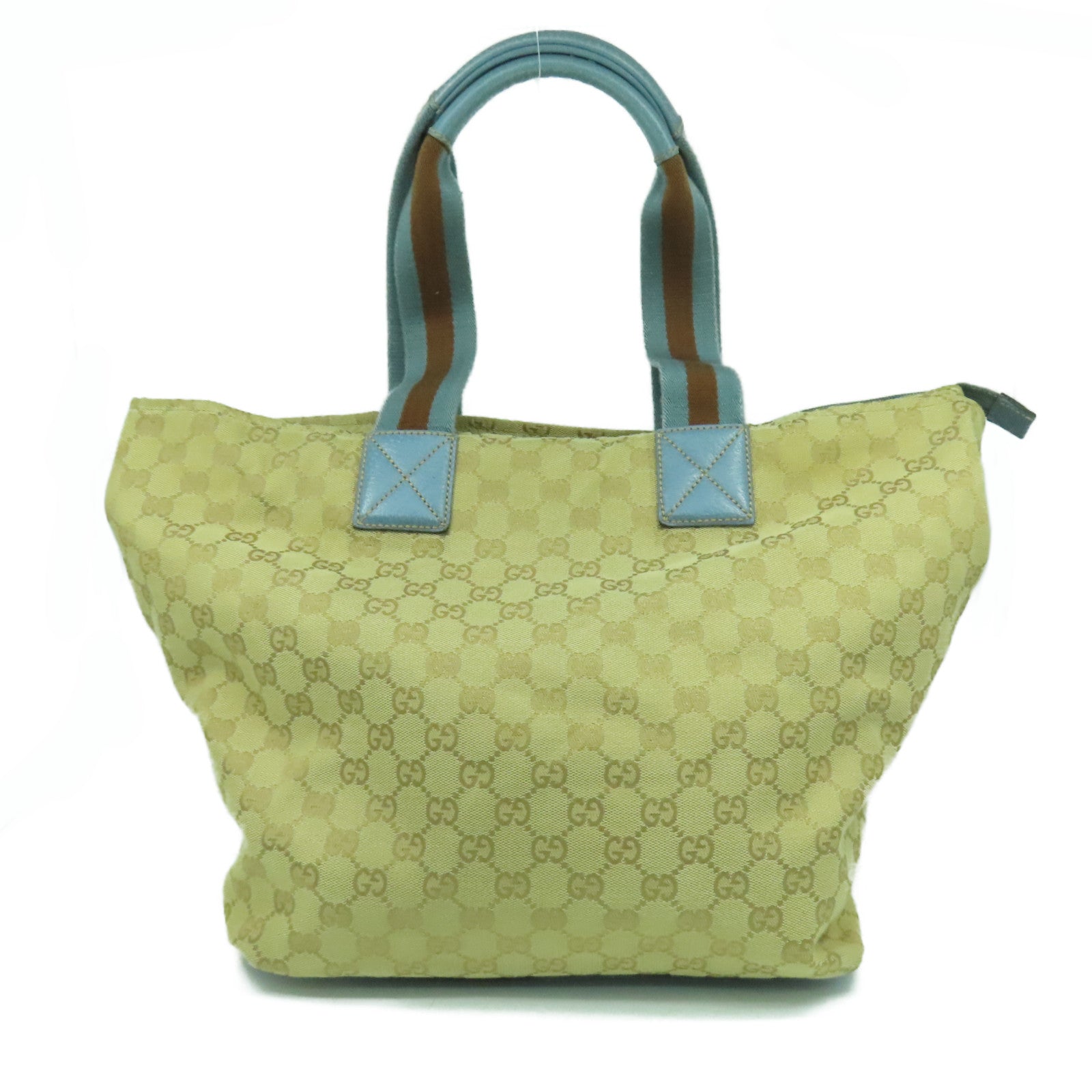 GUCCI 【清倉大減價】帆布Shoulder Bag銀扣肩背袋粉藍色/啡色