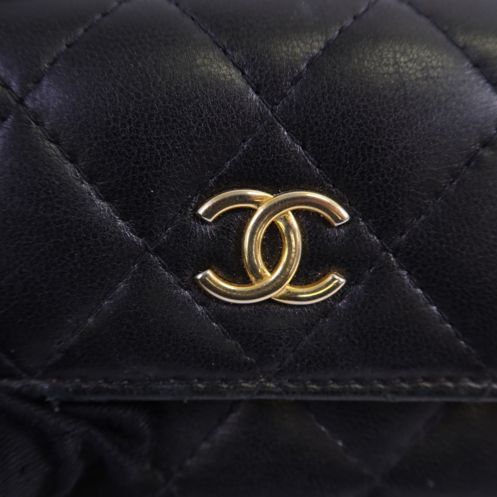 CHANEL 【激減優惠】羊皮皮革Wallet金扣錢包