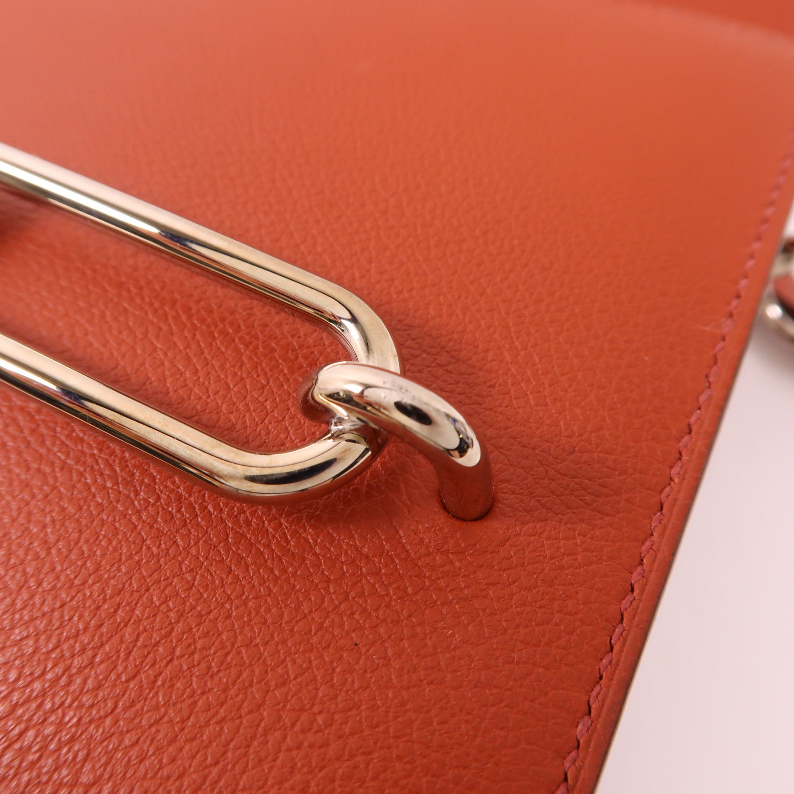 HERMES Evercolor皮革Mini Roulis銀扣肩背袋Brique/Caramel