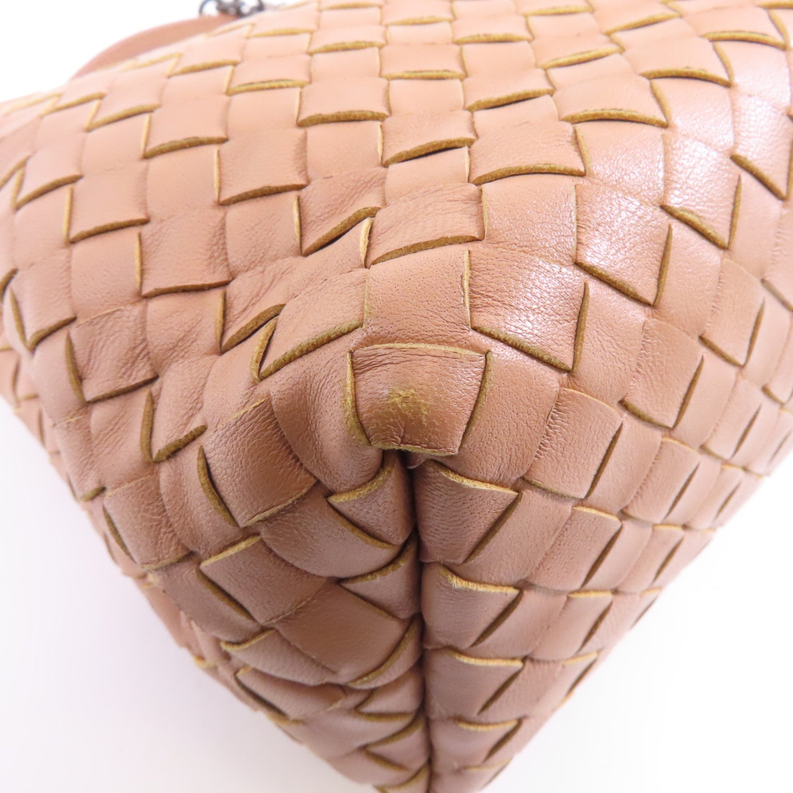BOTTEGA VENETA 【激減優惠】織紋皮革/蛇皮皮革Chain Shoulder Bag鏈帶肩背袋杏色