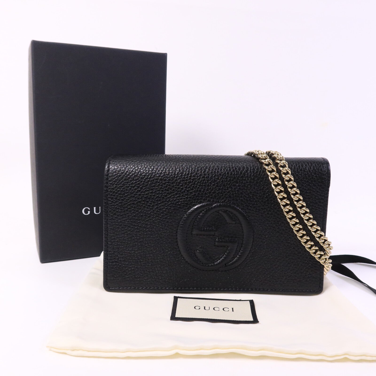 GUCCI 牛皮皮革Wallet On Chain金扣肩背袋