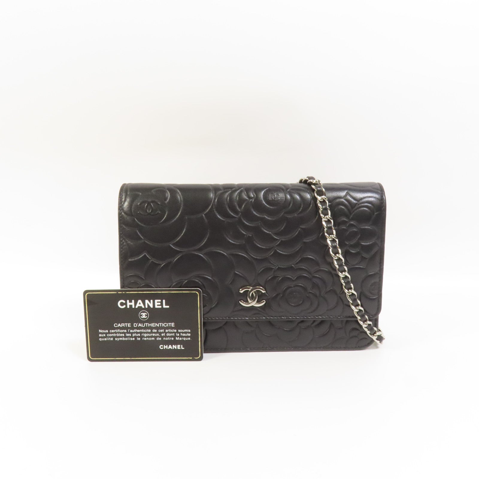 CHANEL 羊皮皮革WOC Wallet On Chain銀扣鏈帶肩背袋