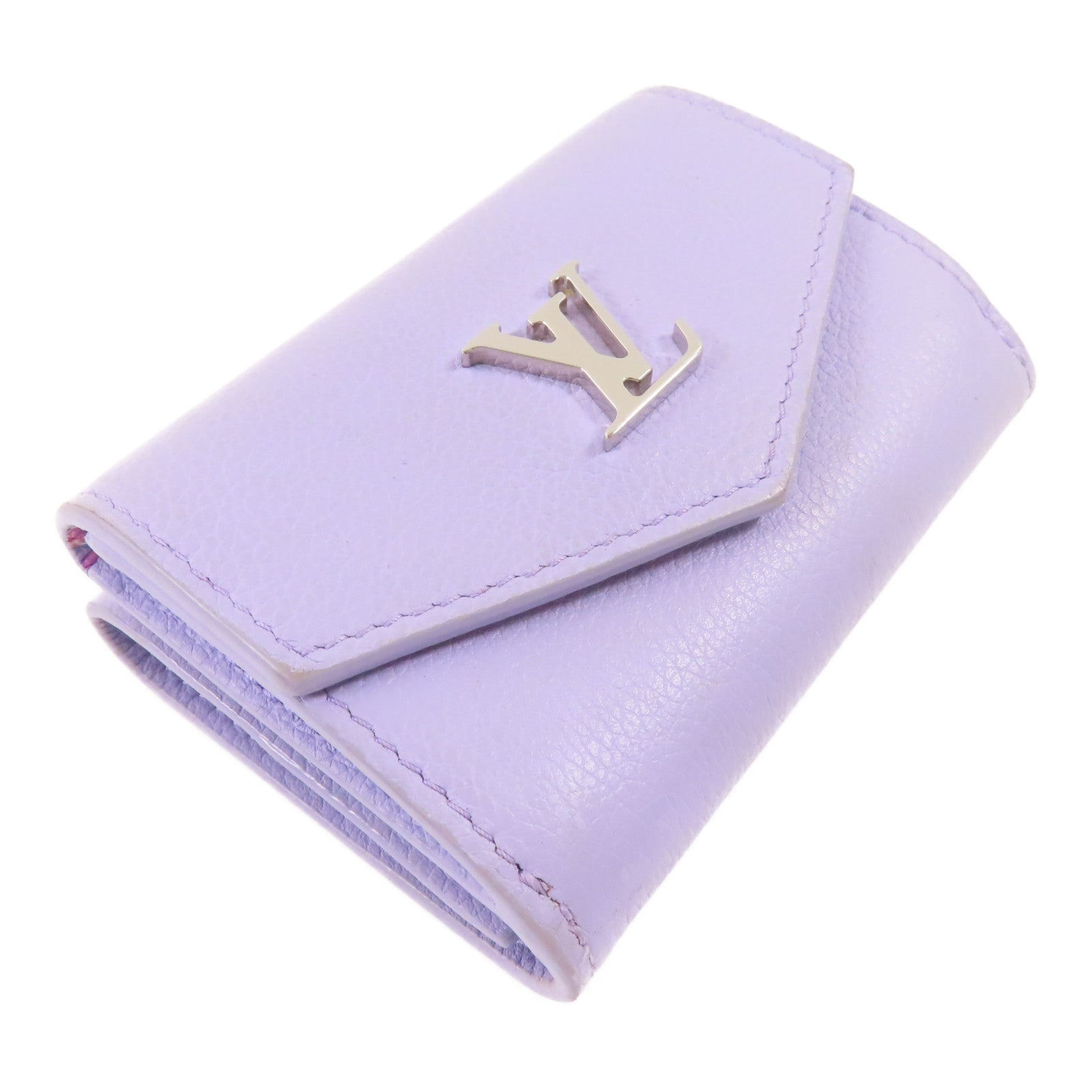 LOUIS VUITTON 牛皮皮革Lockmini Wallet銀扣錢包