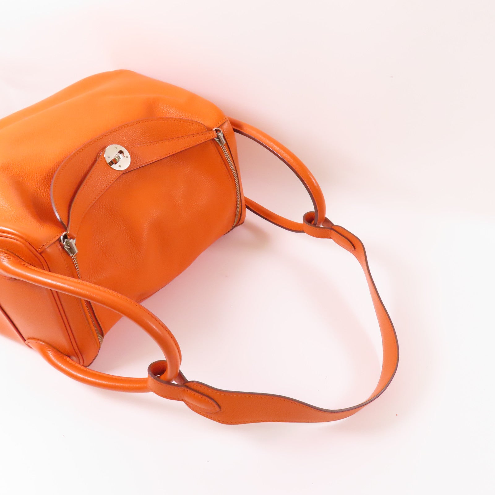 HERMES Evercolor皮革Lindy 30銀扣手挽肩背兩用袋93 Orange