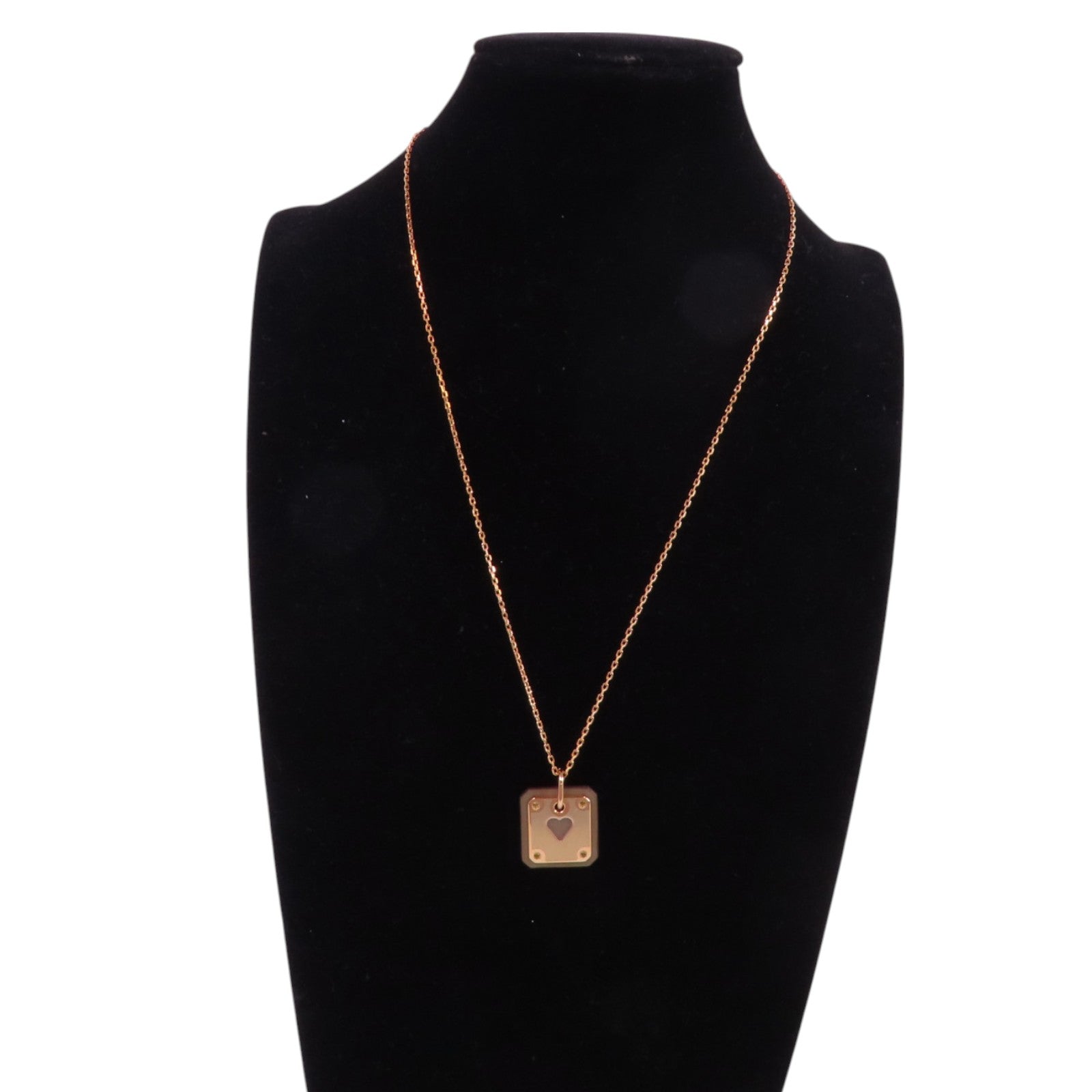 HERMES 金屬/皮革As De Coeur Pendant Necklace金扣項鏈