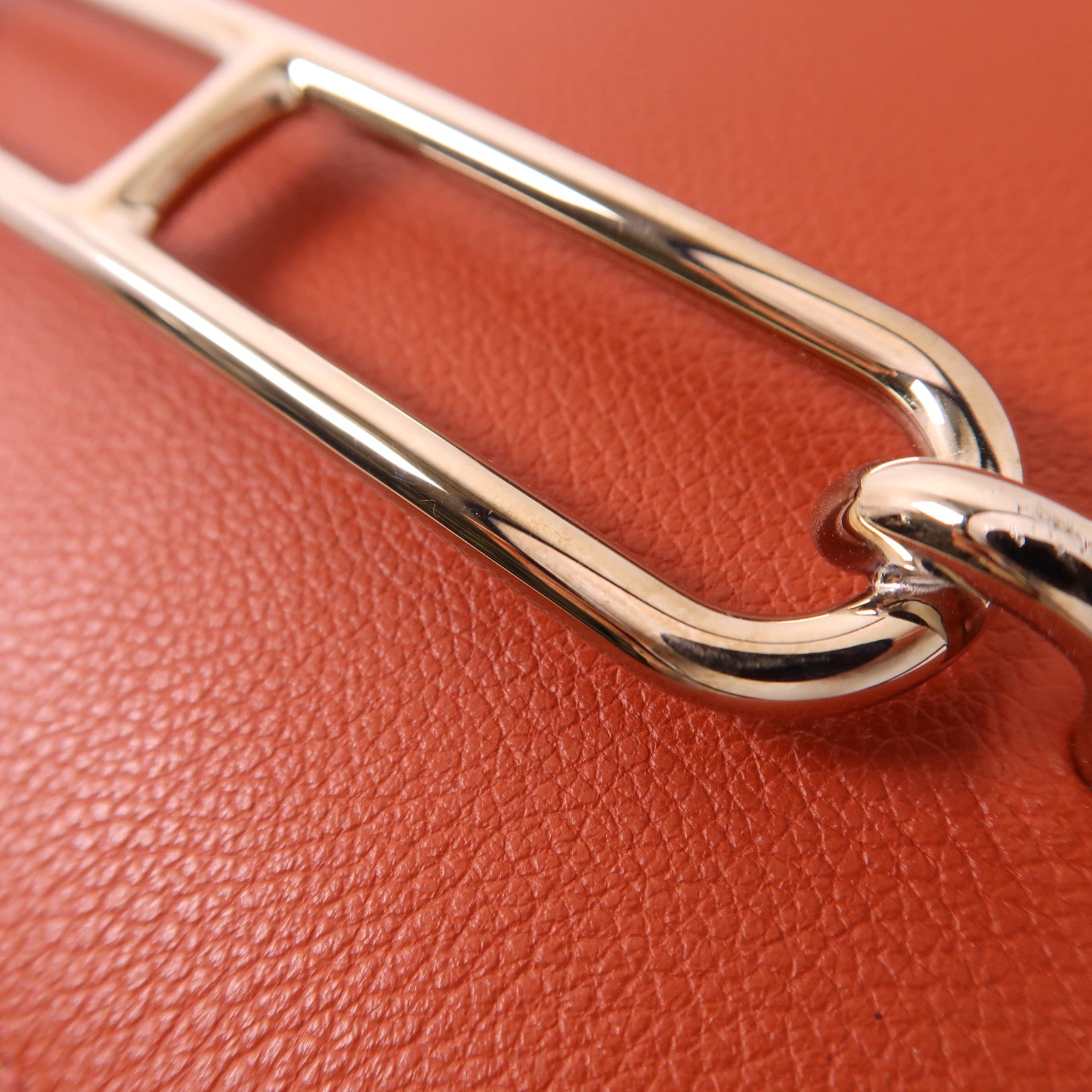 HERMES Evercolor皮革Mini Roulis銀扣肩背袋Brique/Caramel