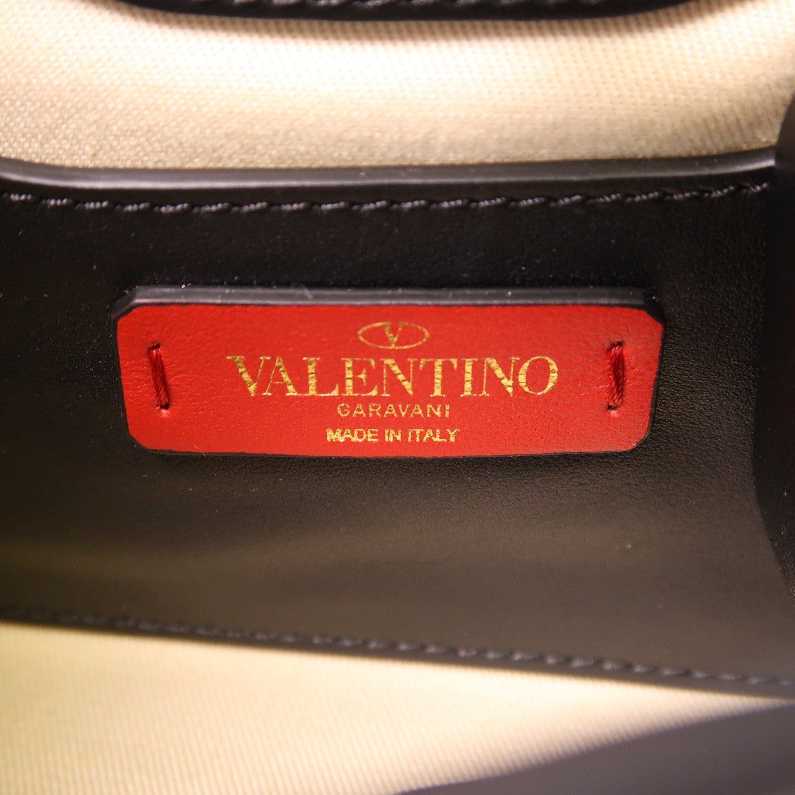 Valentino 2 Way Shoulder Bag Calfskin Leather Canvas Black White Red