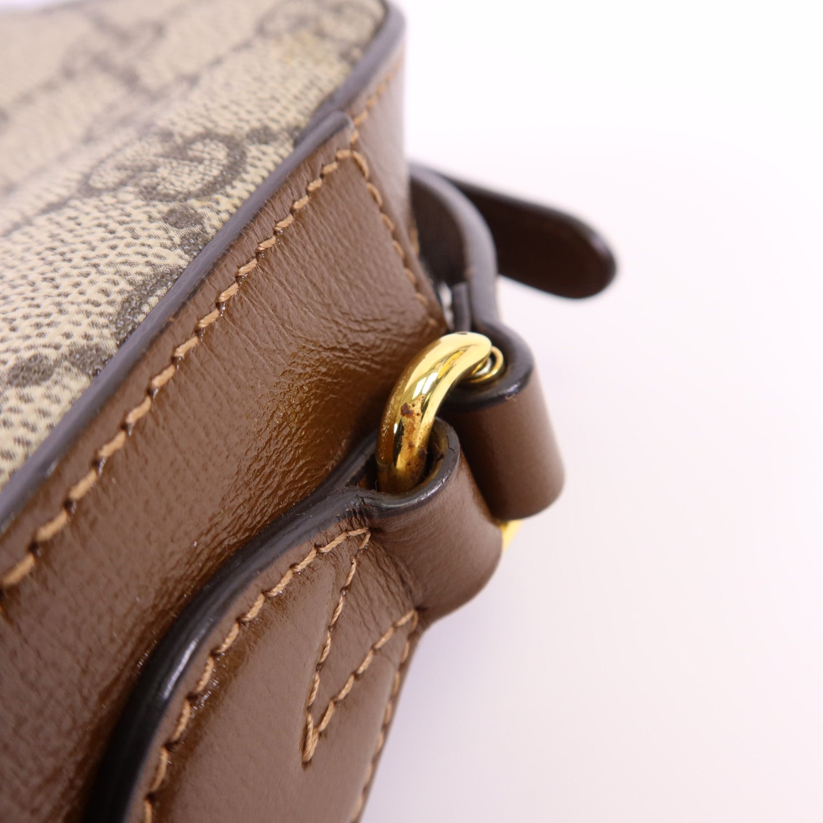 GUCCI 塗層帆布Horsebit 1955 Shoulder Bag金扣肩背袋