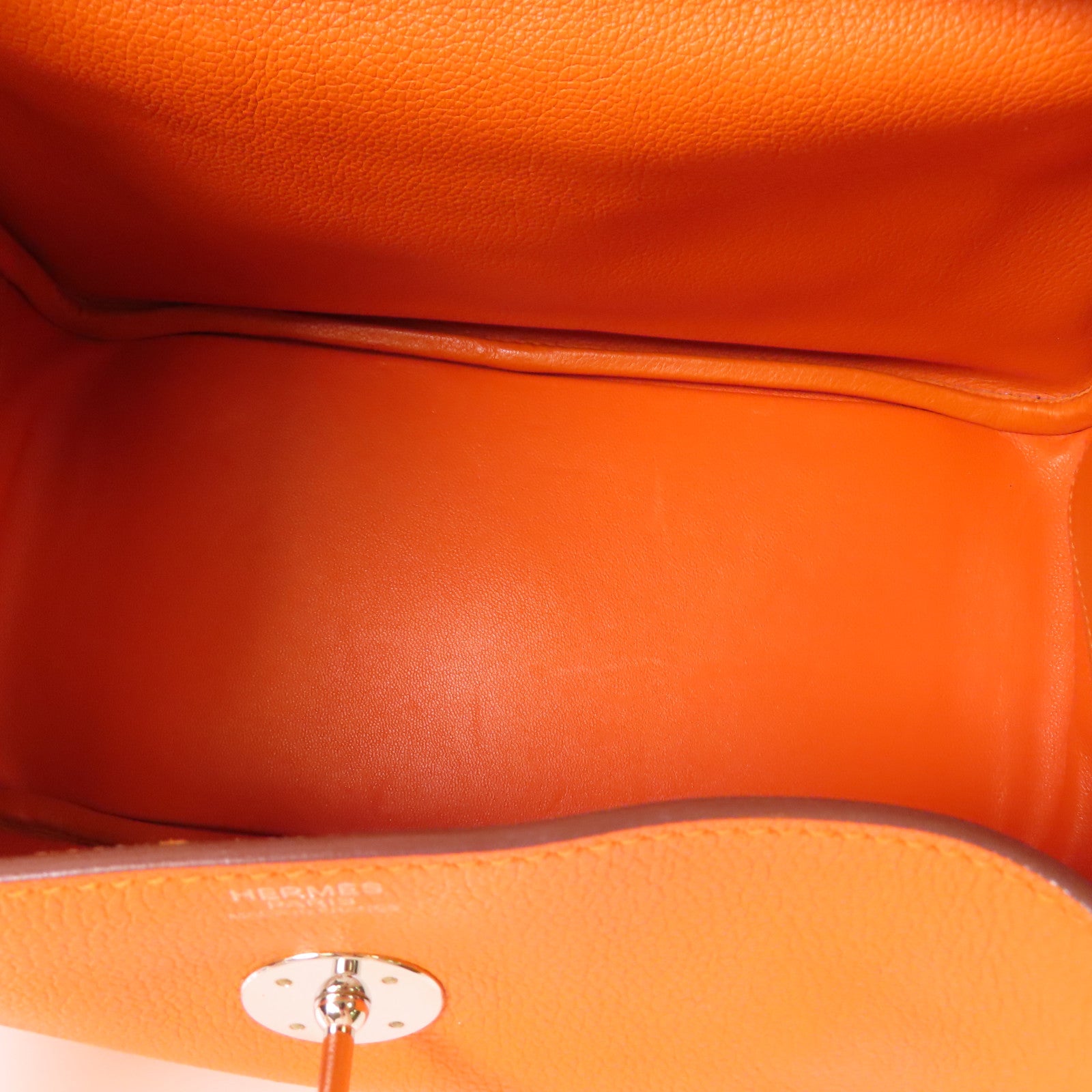 HERMES Evercolor皮革Lindy 30銀扣手挽肩背兩用袋93 Orange