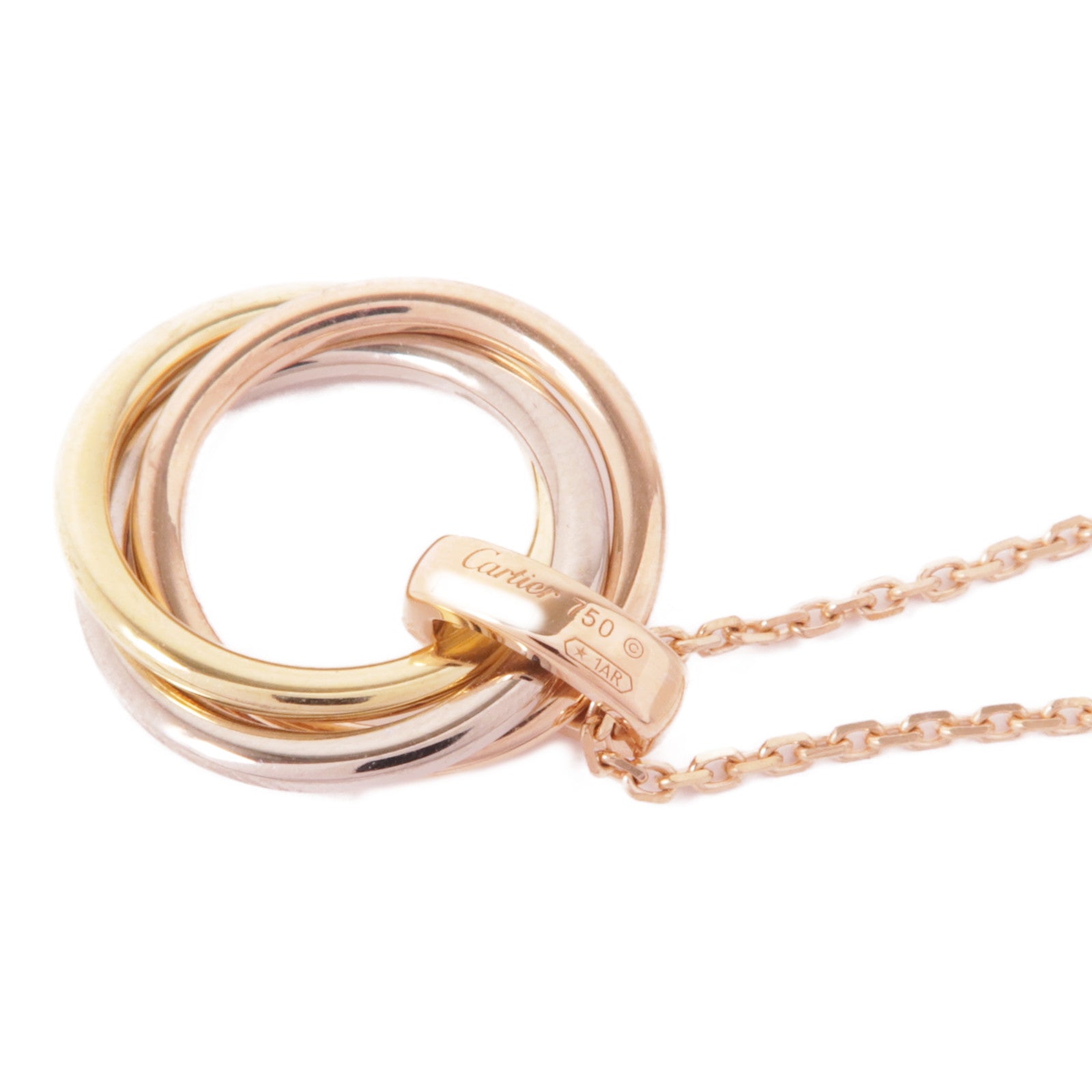 CARTIER 18K黃金/白金/玫瑰金Trinity Necklace 5P Diamond鑽石項鍊