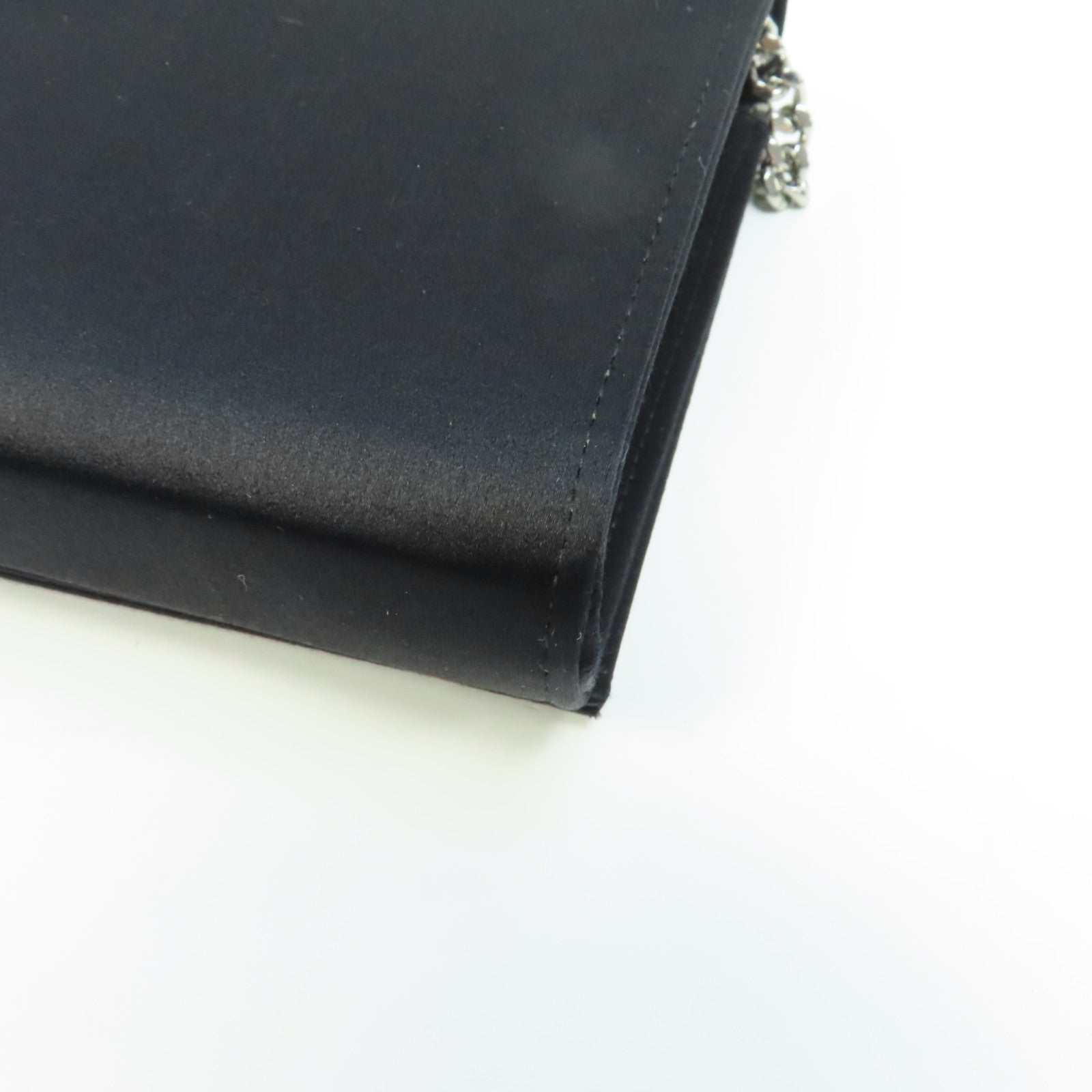 YVES SAINT LAURENT 亮片Chain Shoulder銀扣鏈帶肩背袋黑色