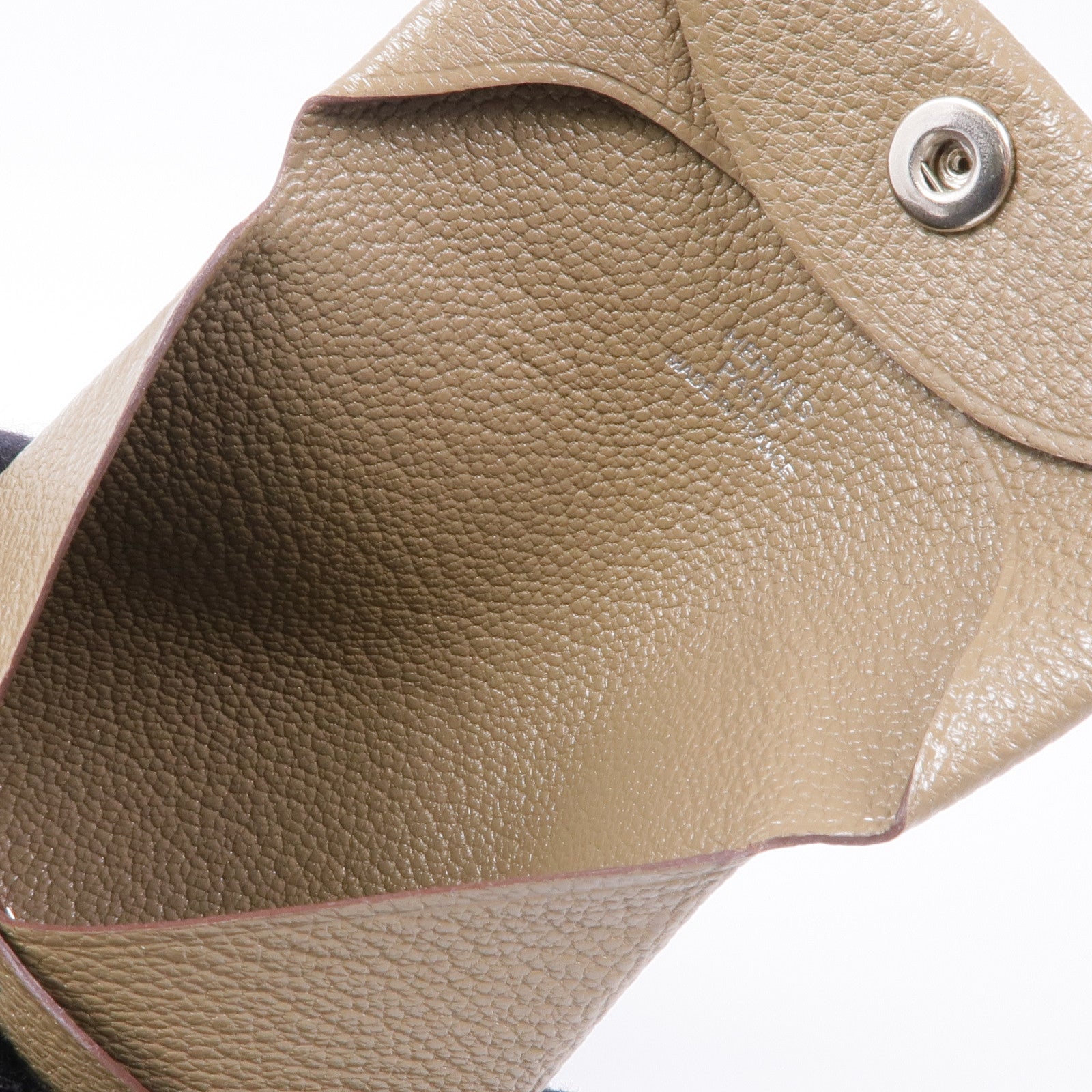 HERMES Chevre皮革Bastia Change Purse零錢包18 Etoupe