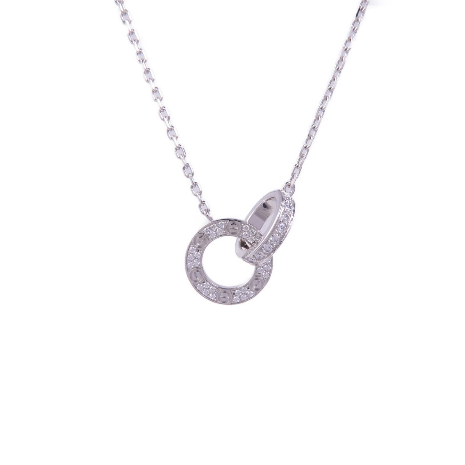 CARTIER 18K白金Love Necklace鑽石項鍊