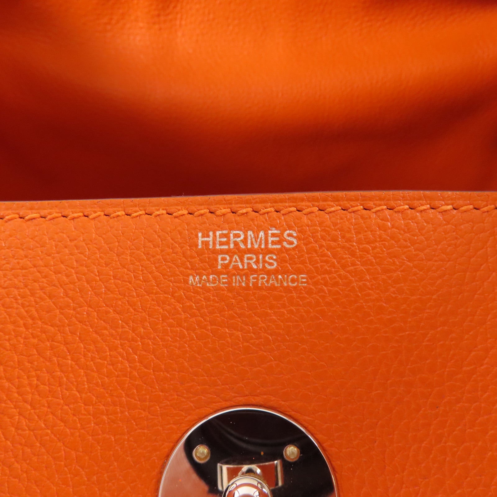 HERMES Evercolor皮革Lindy 30銀扣手挽肩背兩用袋93 Orange