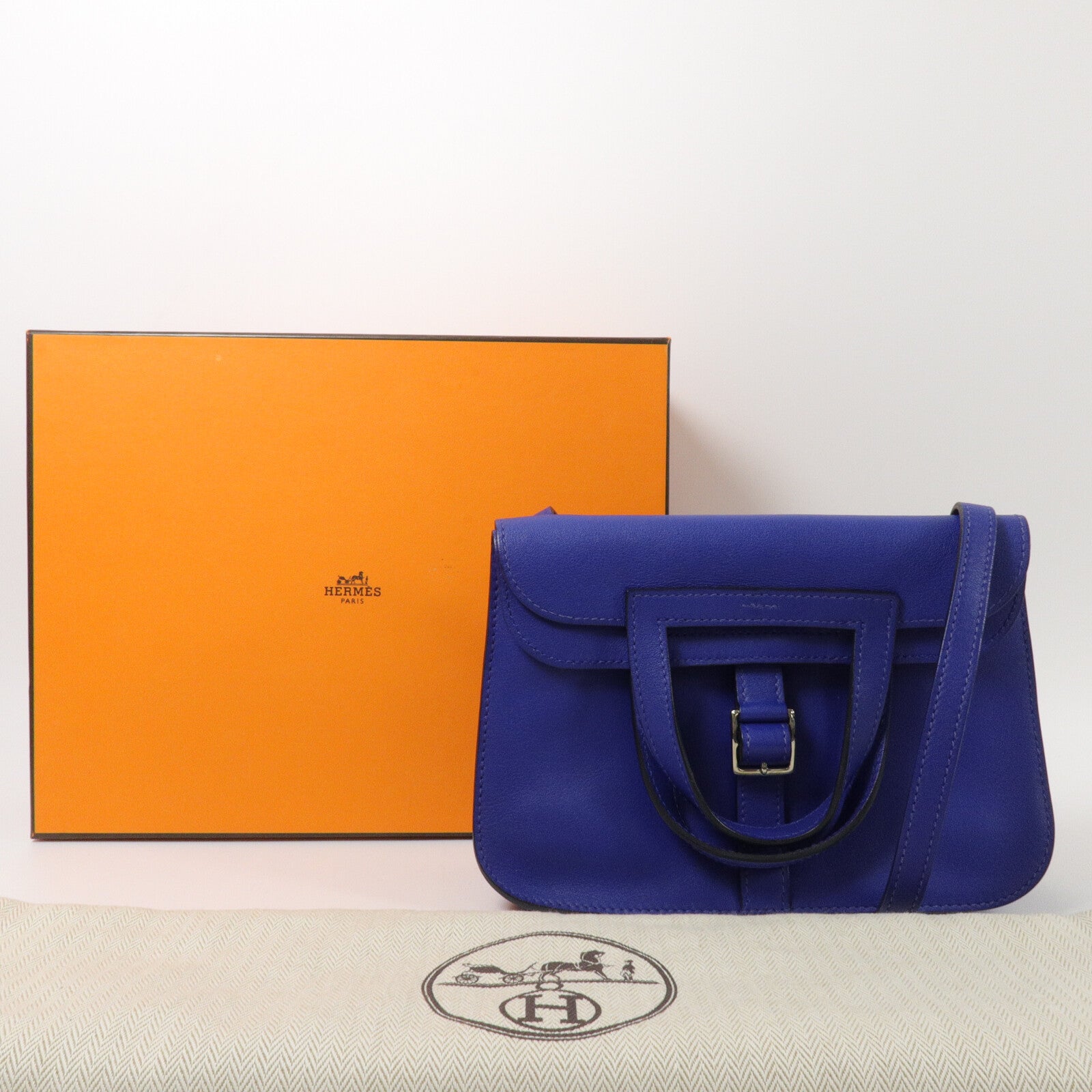 HERMES Swift皮革Mini Halzan手挽肩背兩用袋Electric Blue