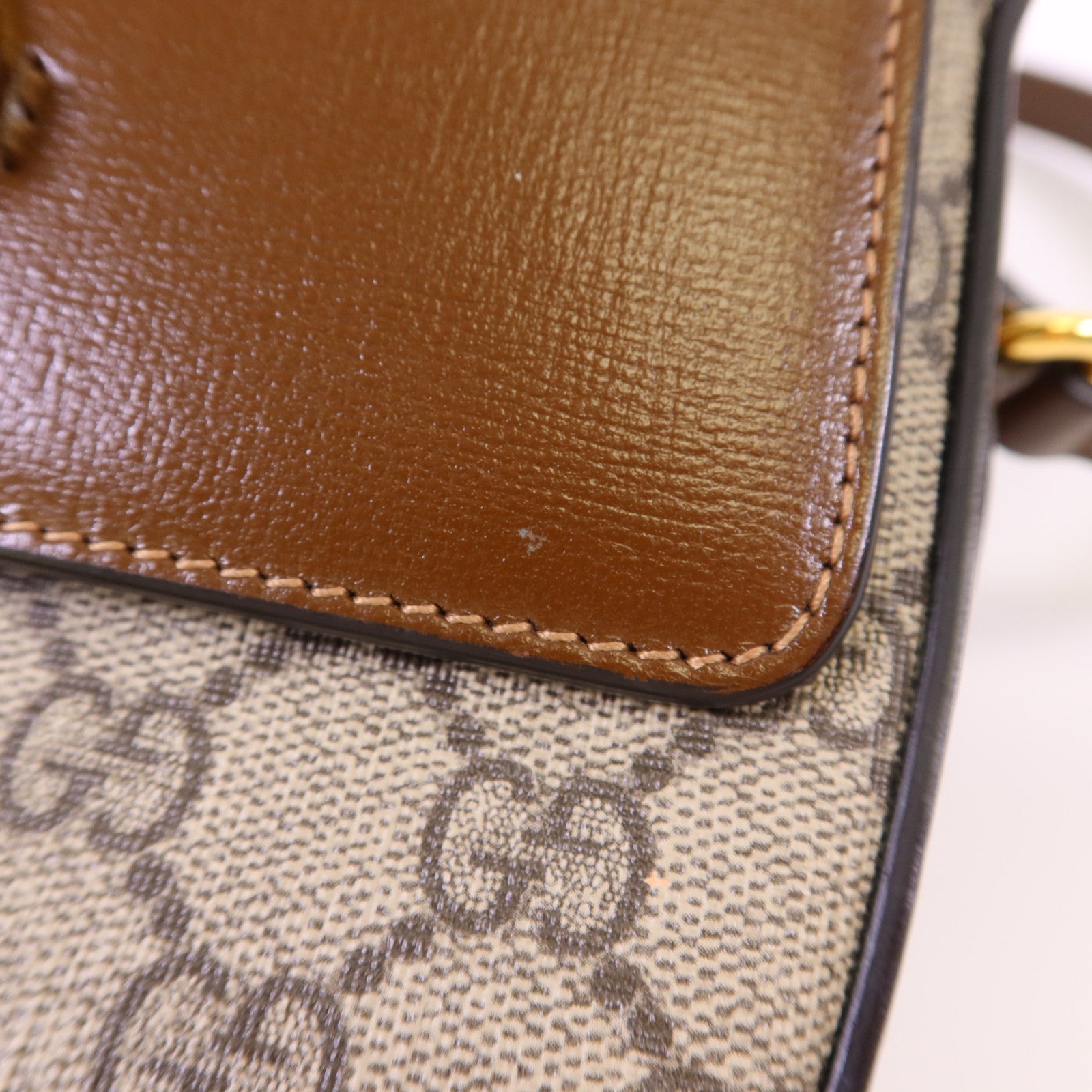 GUCCI 塗層帆布Horsebit 1955 Shoulder Bag金扣肩背袋