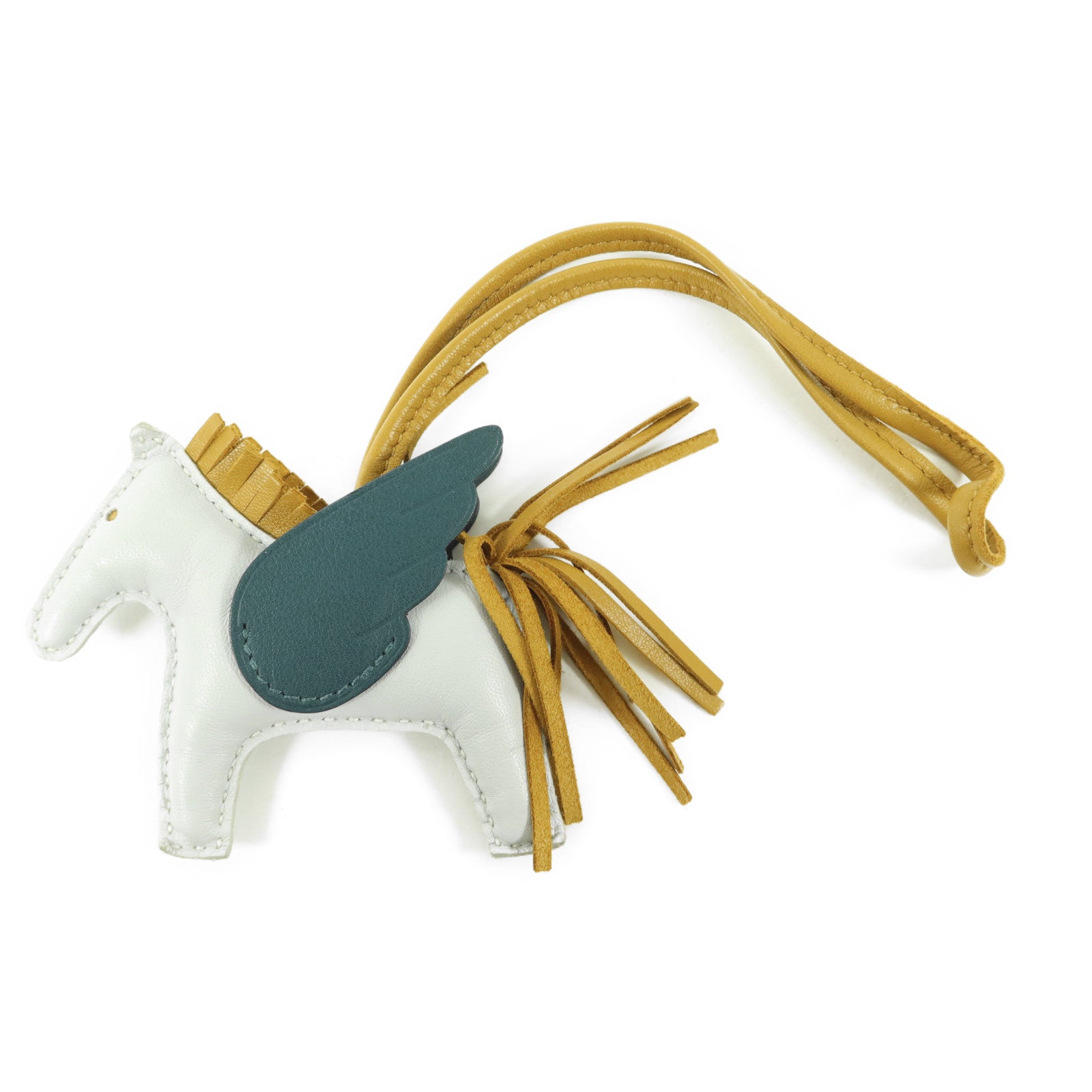 HERMES Milo皮革/Swift皮革Rodeo Pegase PM掛飾Bleu Brume/Sesame/Vert Bosphore