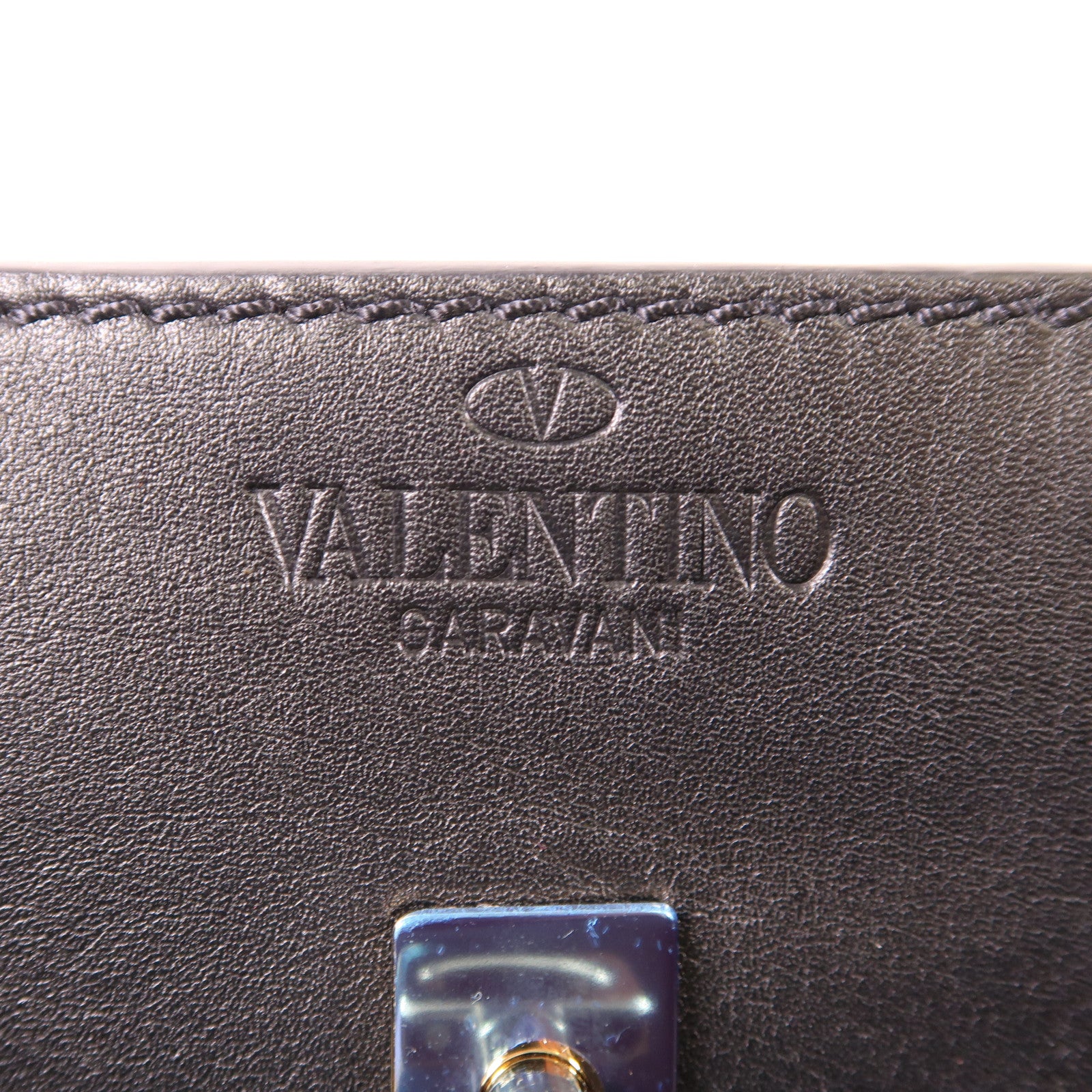 Valentino 2 Way Shoulder Bag Calfskin Leather Canvas Black White Red