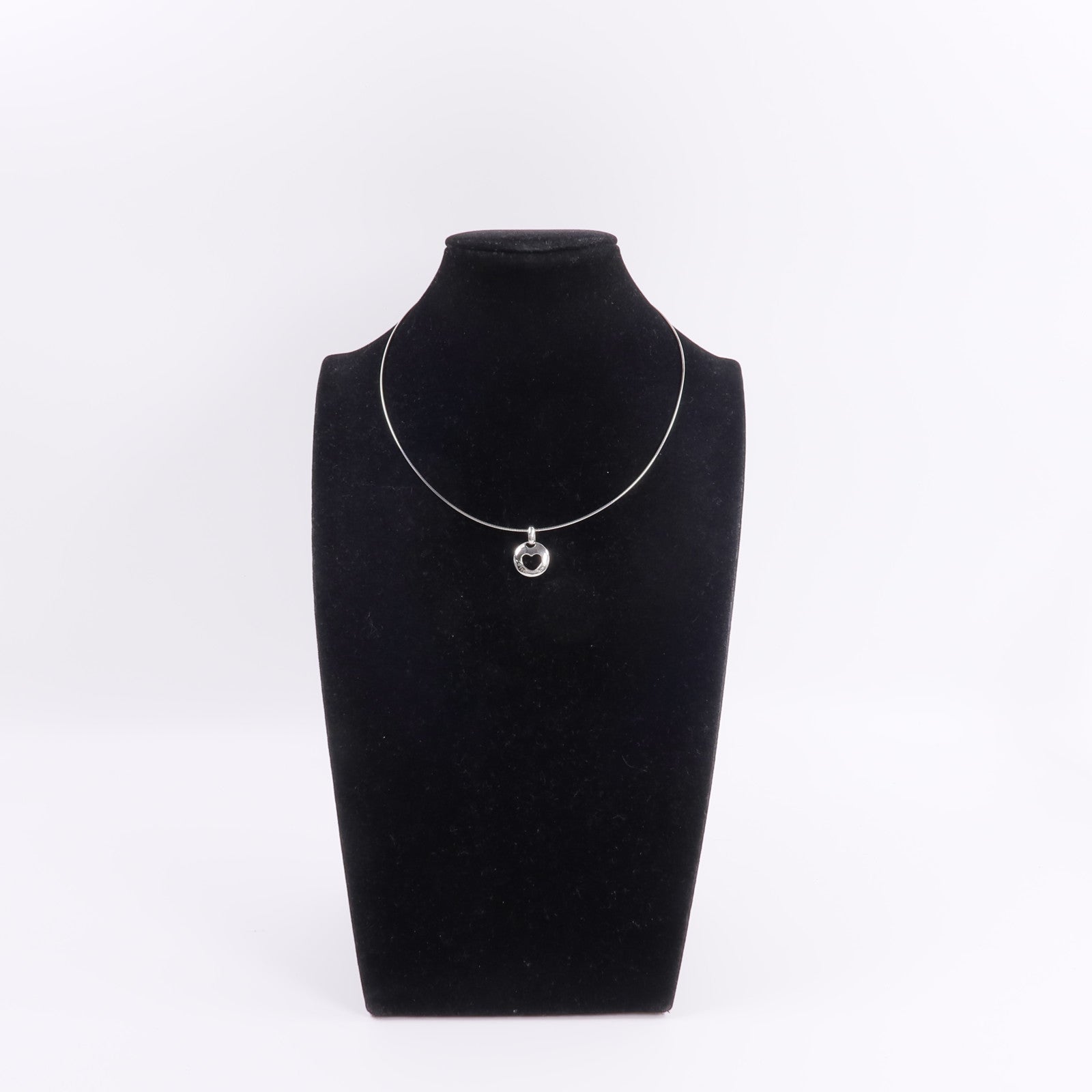 TIFFANY＆CO 925純銀Pierced Heart Wire Necklace項鍊