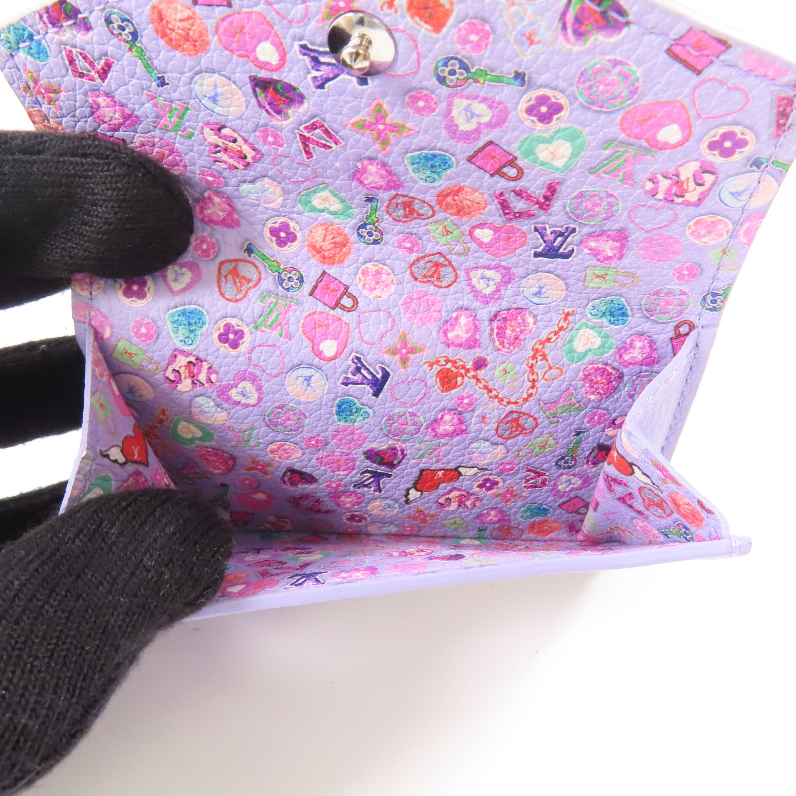 LOUIS VUITTON 牛皮皮革Lockmini Wallet銀扣錢包