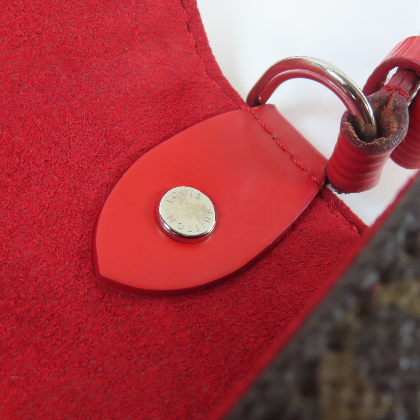 LOUIS VUITTON Monogram/Epi Saint Michel銀扣肩背袋啡色/紅色