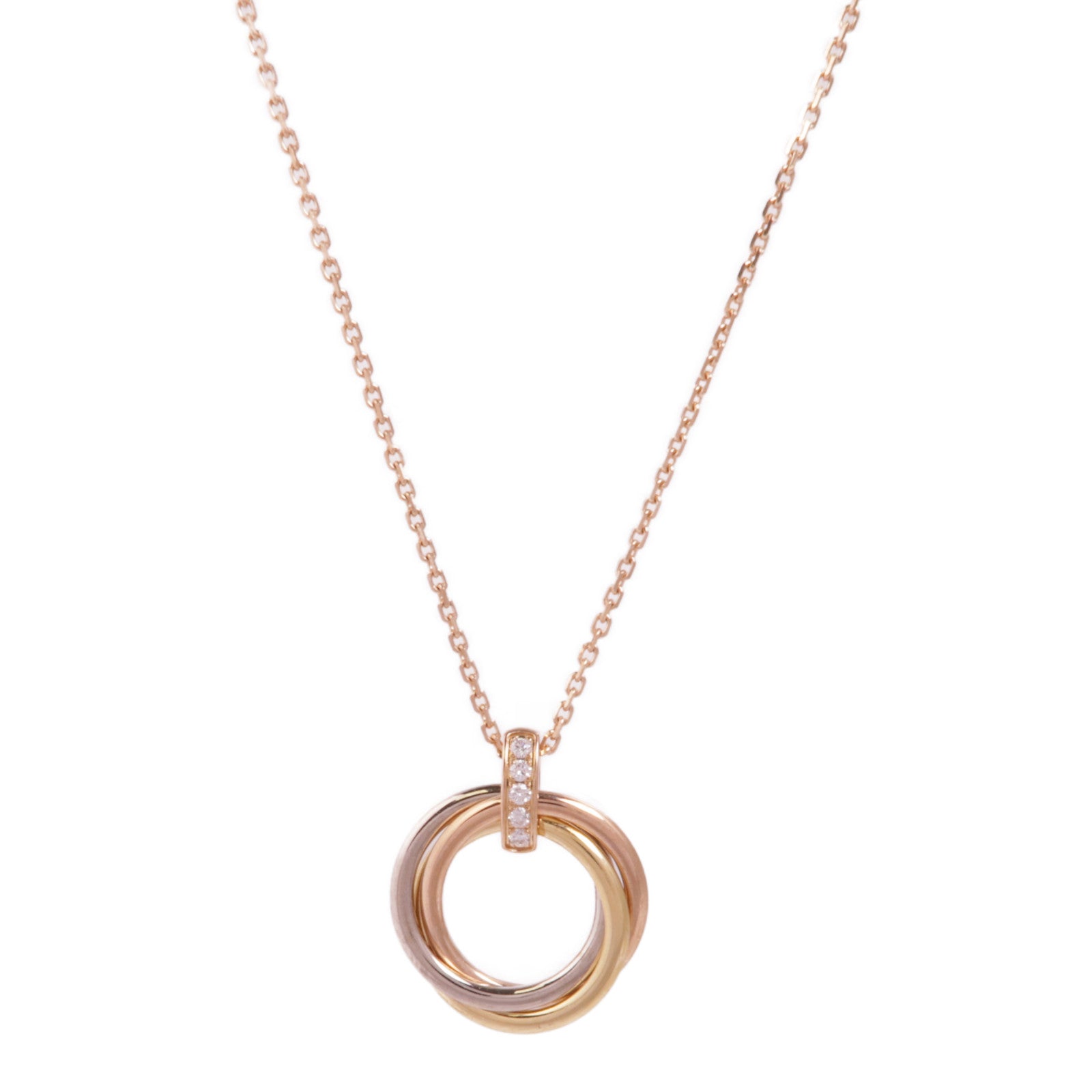 CARTIER 【激減優惠】18K黃金/白金/玫瑰金Trinity Necklace 5P Diamond鑽石項鍊