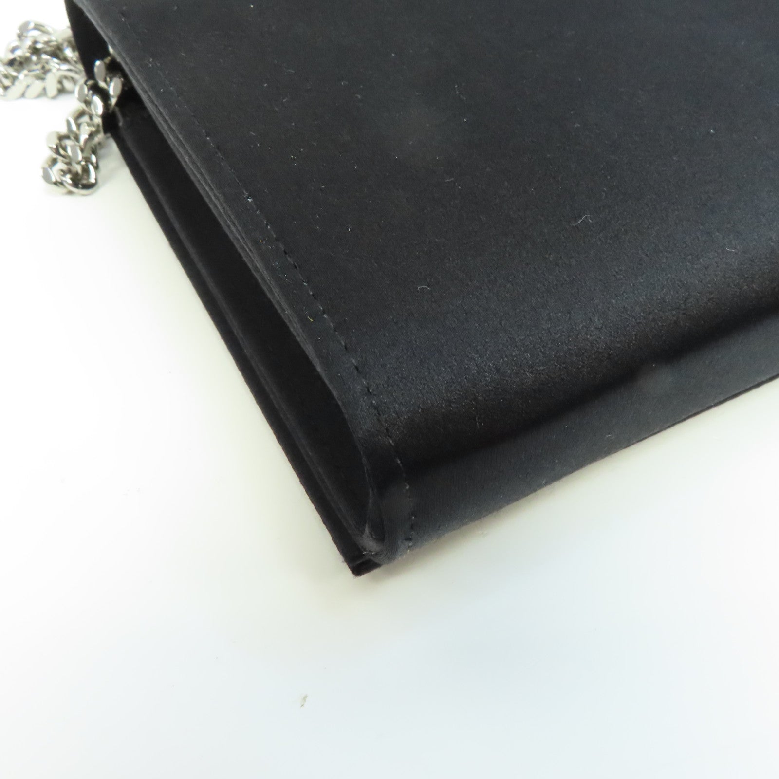 YVES SAINT LAURENT 亮片Chain Shoulder銀扣鏈帶肩背袋黑色
