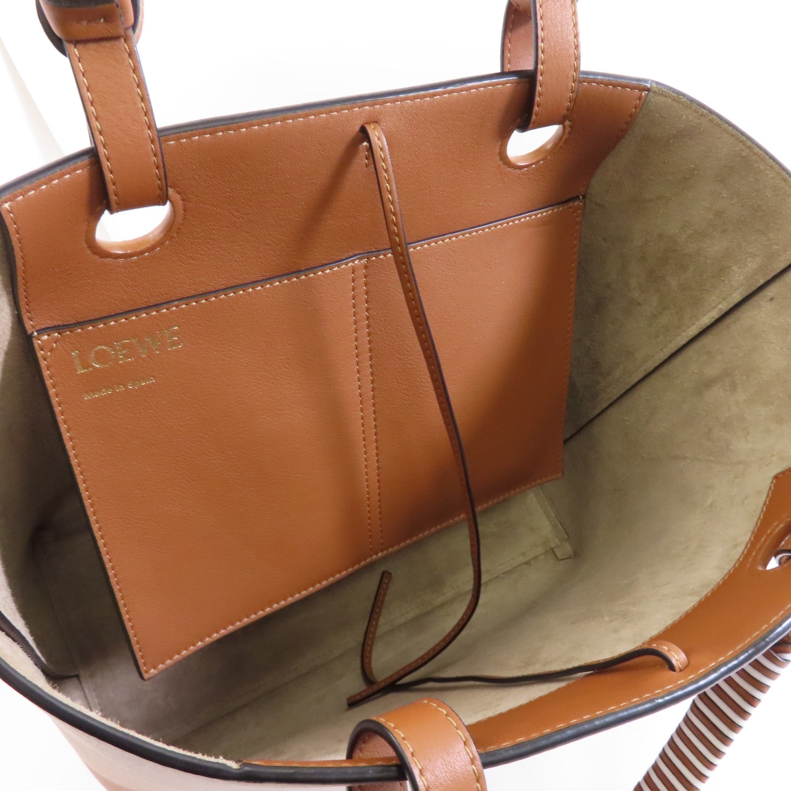 LOEWE 牛皮皮革Anagram Tote Small手挽肩背兩用袋啡色