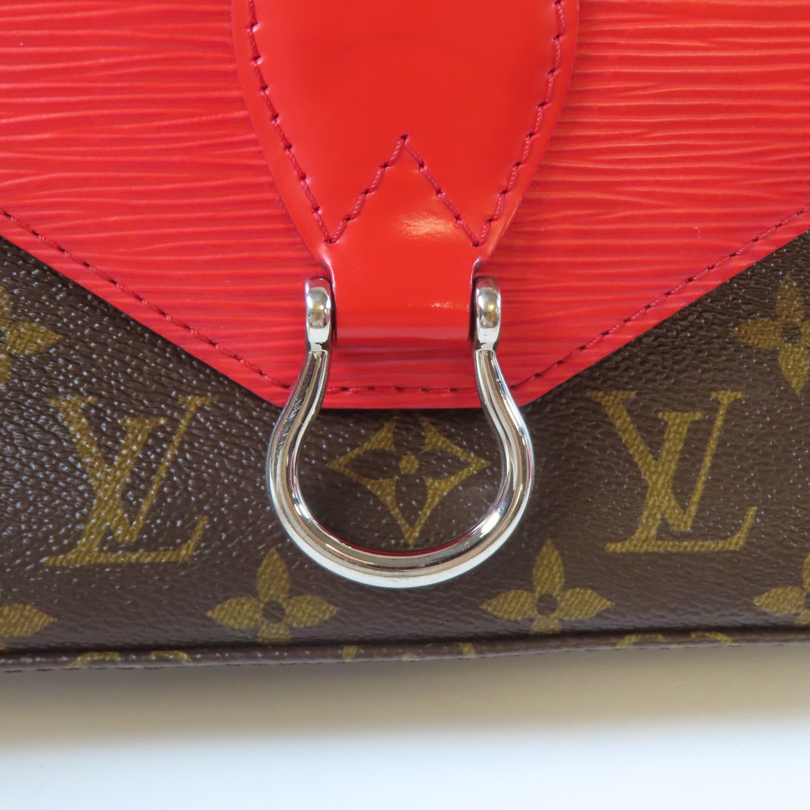 LOUIS VUITTON Monogram/Epi Saint Michel銀扣肩背袋啡色/紅色